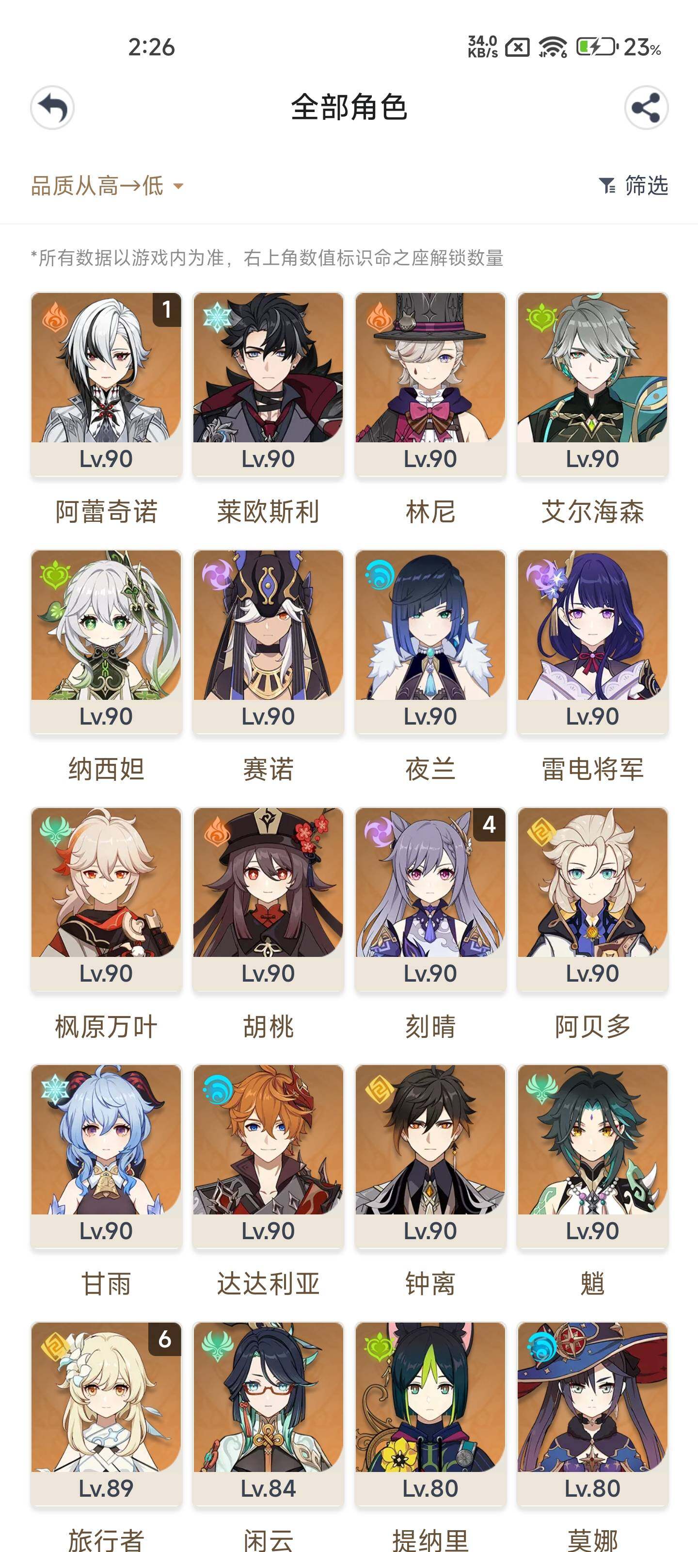 YSEY31668原神账号详情图3 YSEY31668原神账号详情图3