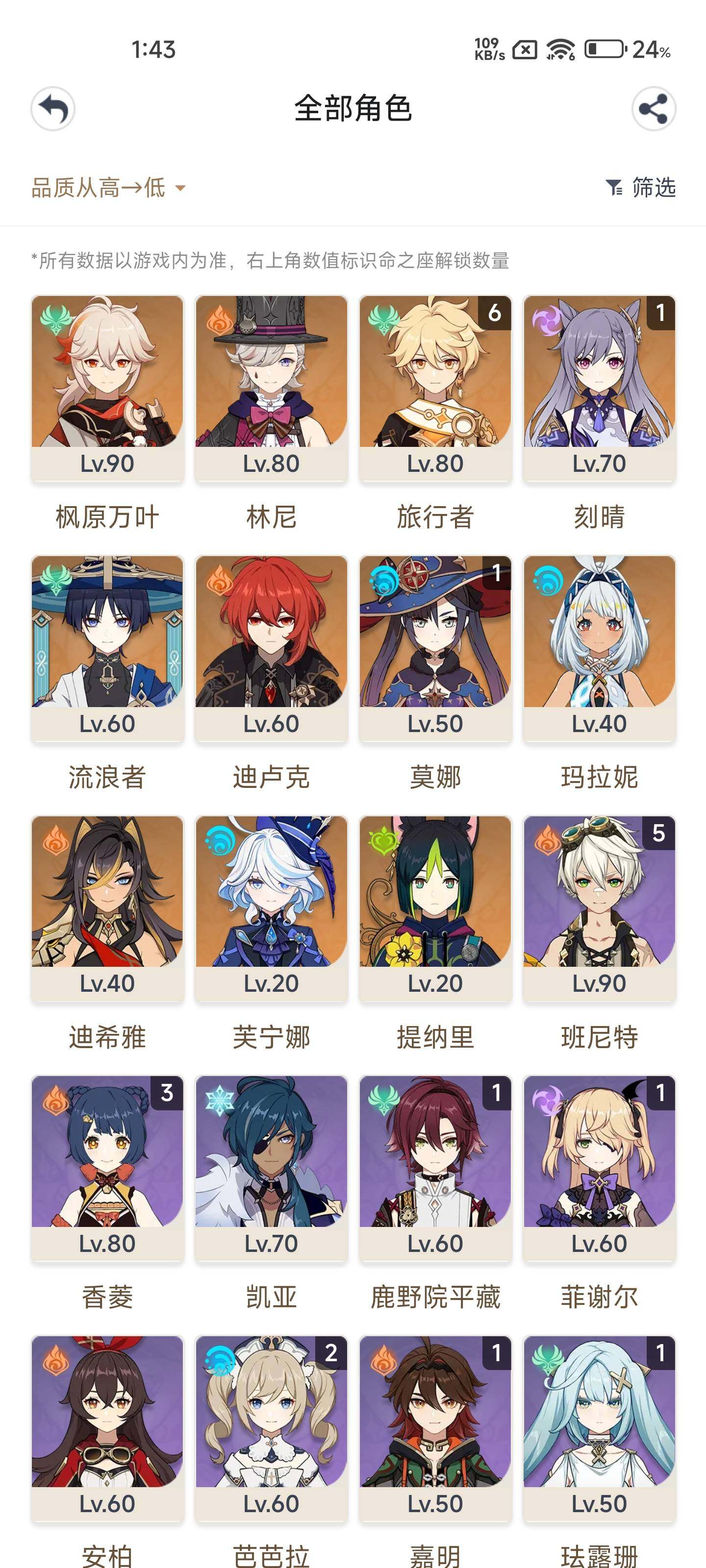 YSEY32433原神账号详情图3 YSEY32433原神账号详情图3