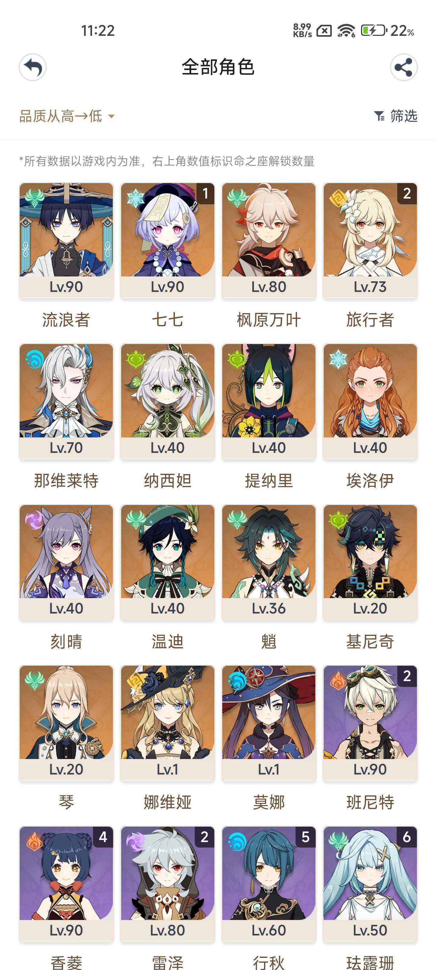 YSEY33375原神账号详情图3 YSEY33375原神账号详情图3