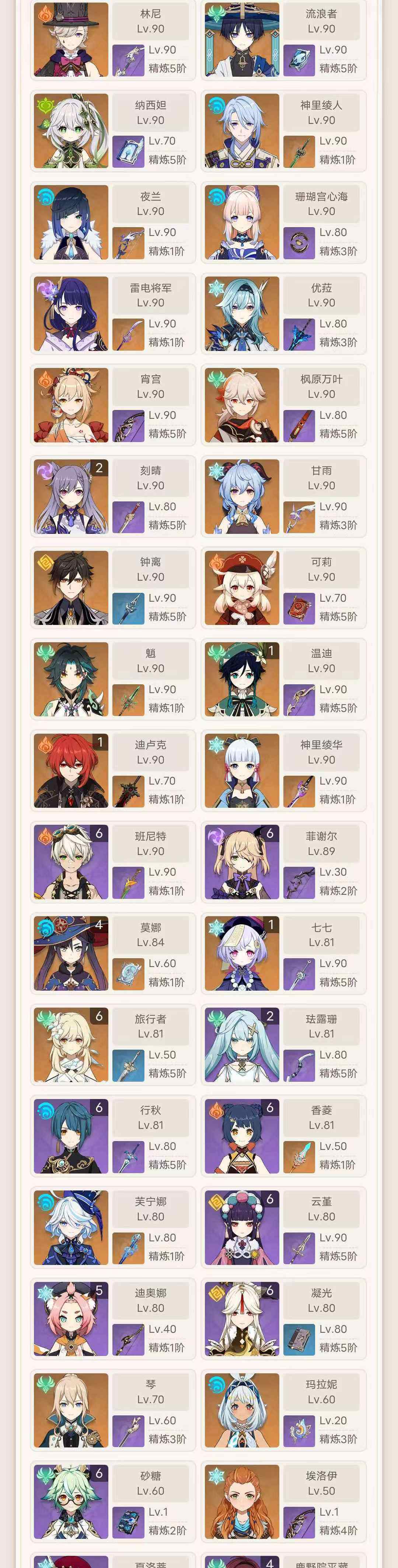 YSEY34874原神账号详情图3 YSEY34874原神账号详情图3