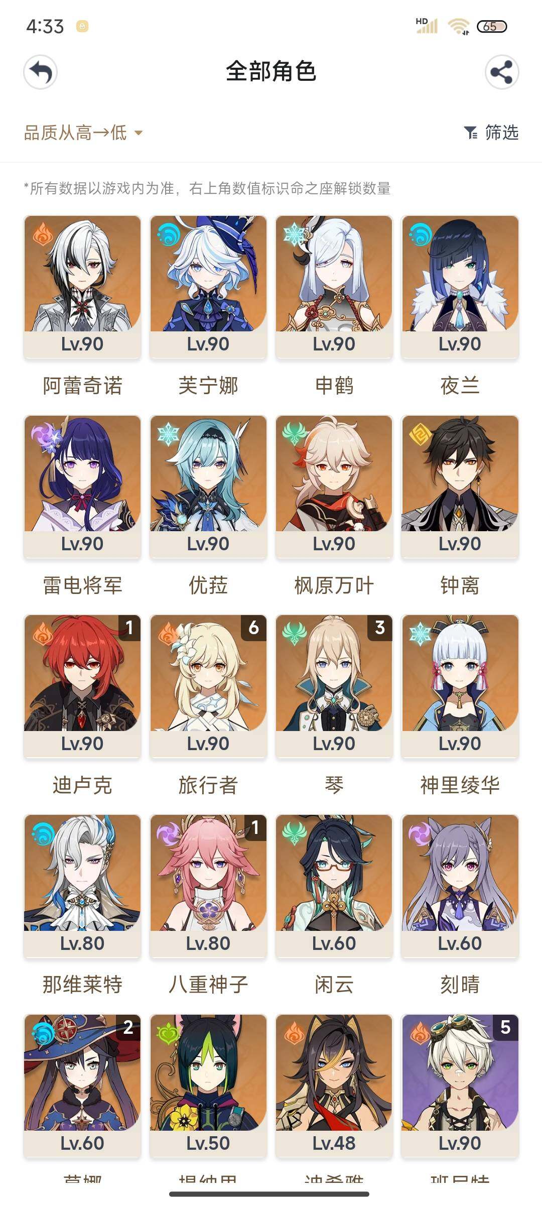 YSEY34965原神账号详情图3 YSEY34965原神账号详情图3