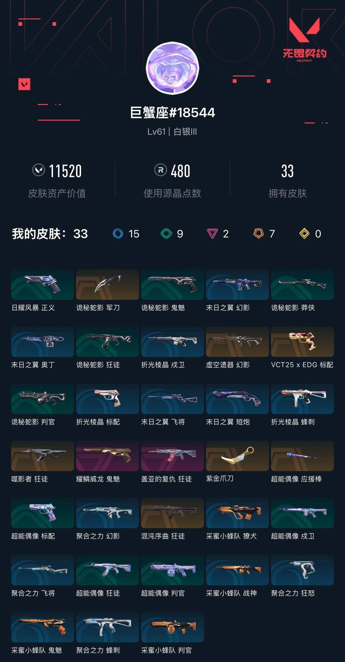 WWQXL37594无畏契约账号详情图2 WWQXL37594无畏契约账号详情图2