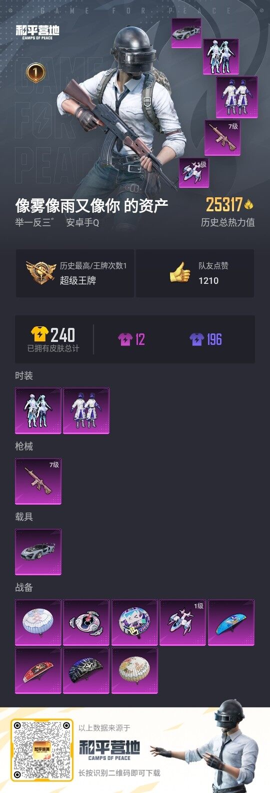 HPLE3281405和平精英账号详情图2 HPLE3281405和平精英账号详情图2