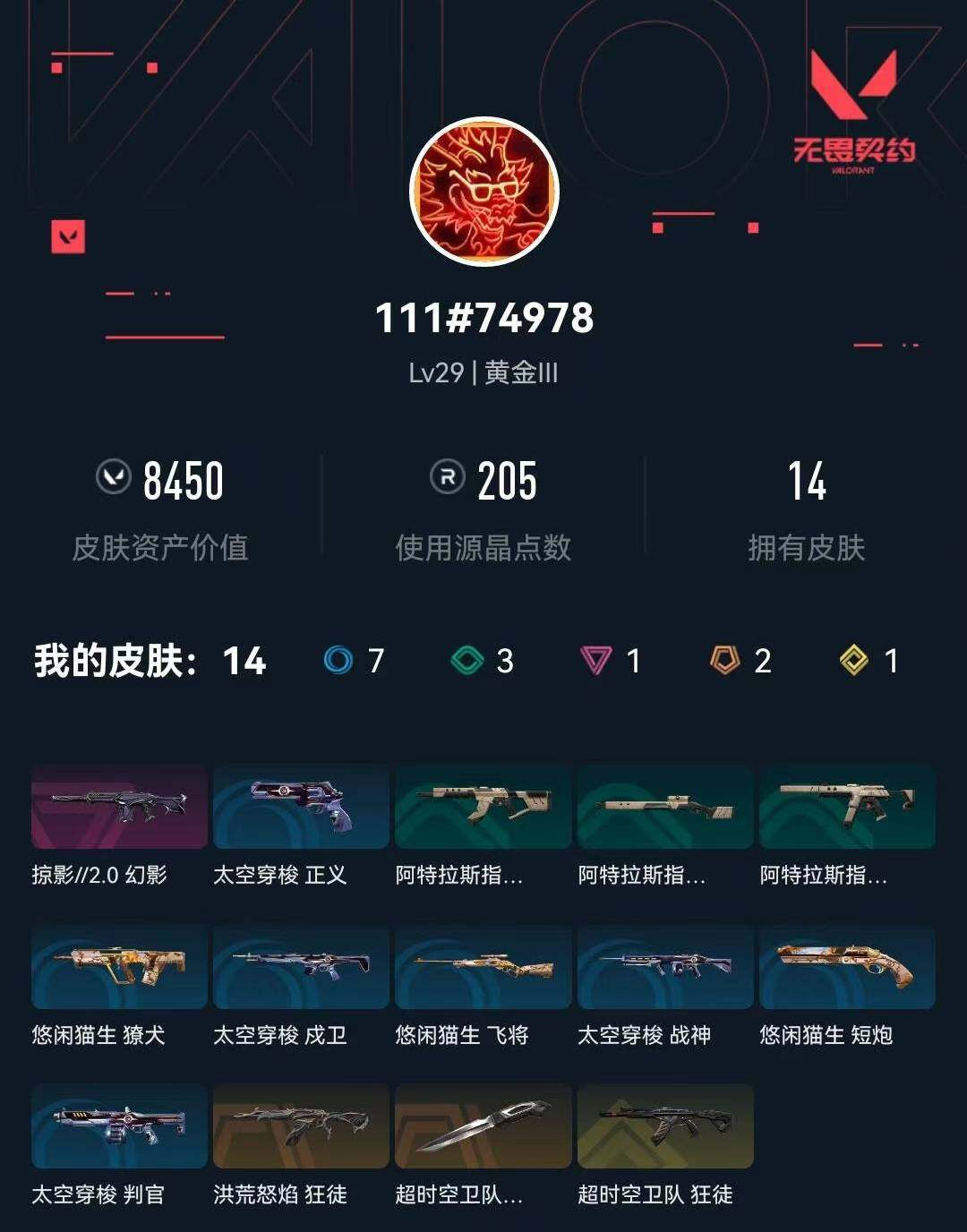 WWQXL38087无畏契约账号详情图2