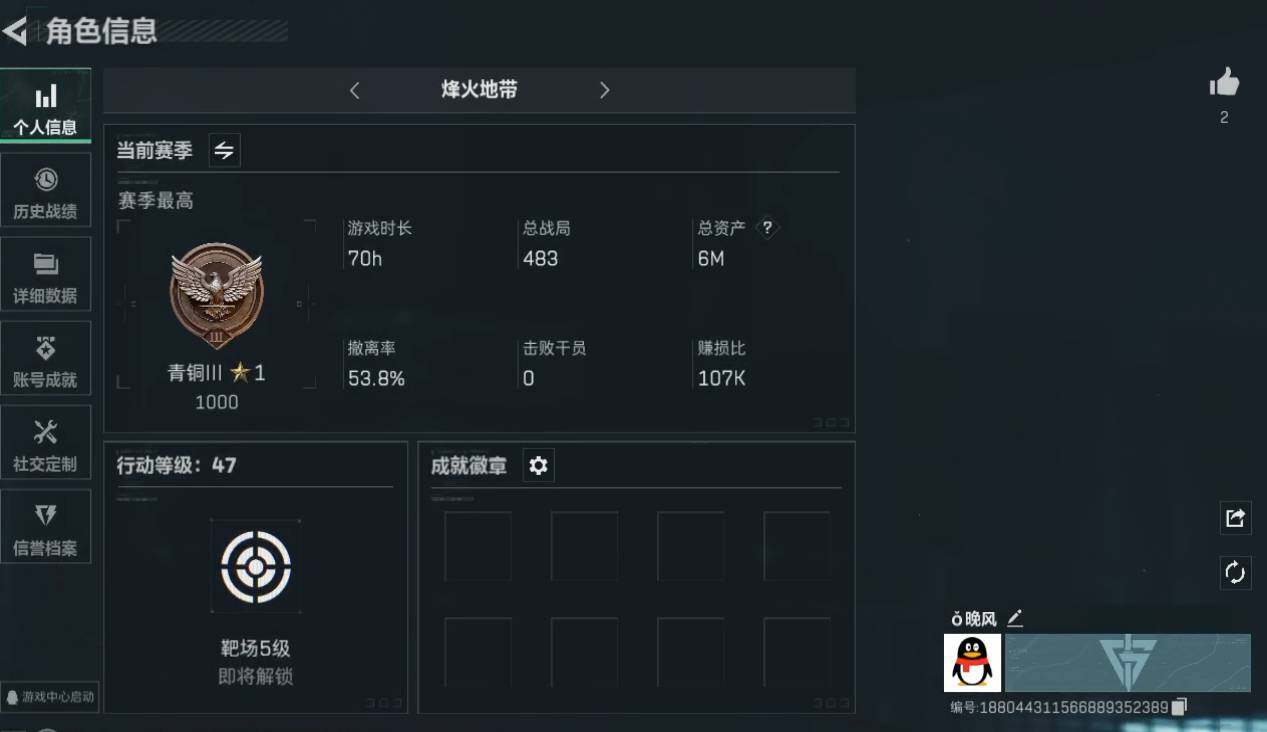 三角洲行动账号QQ[9969838]【性价比超高三角洲行动号】【可组队可开麦可二次】烽火等级47+6M资产号+386万纯币号，三端互通
