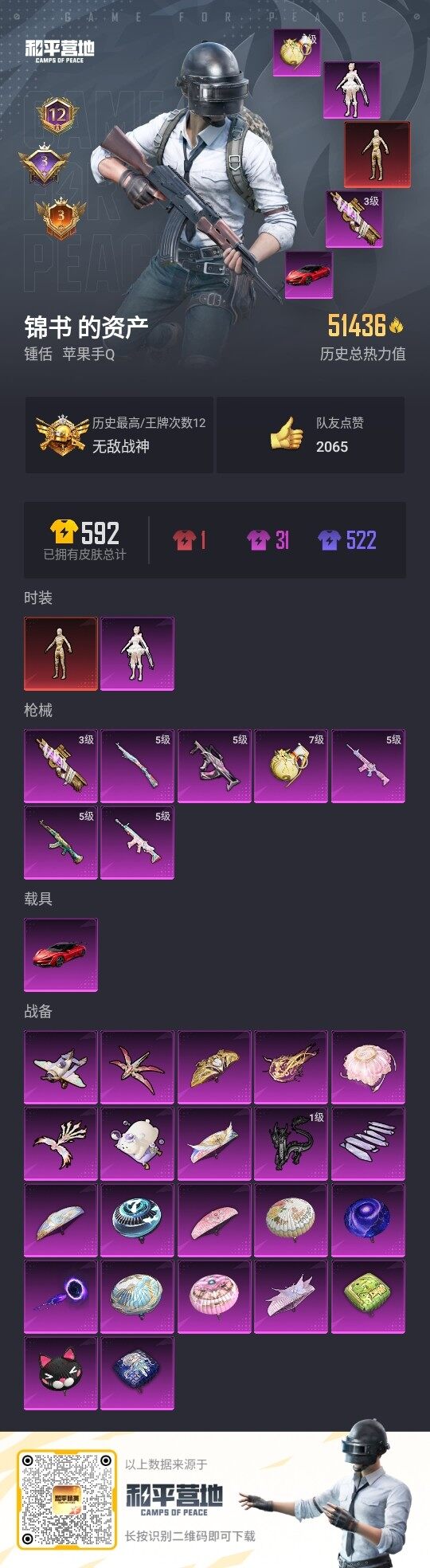 HPLE3336378和平精英账号详情图3