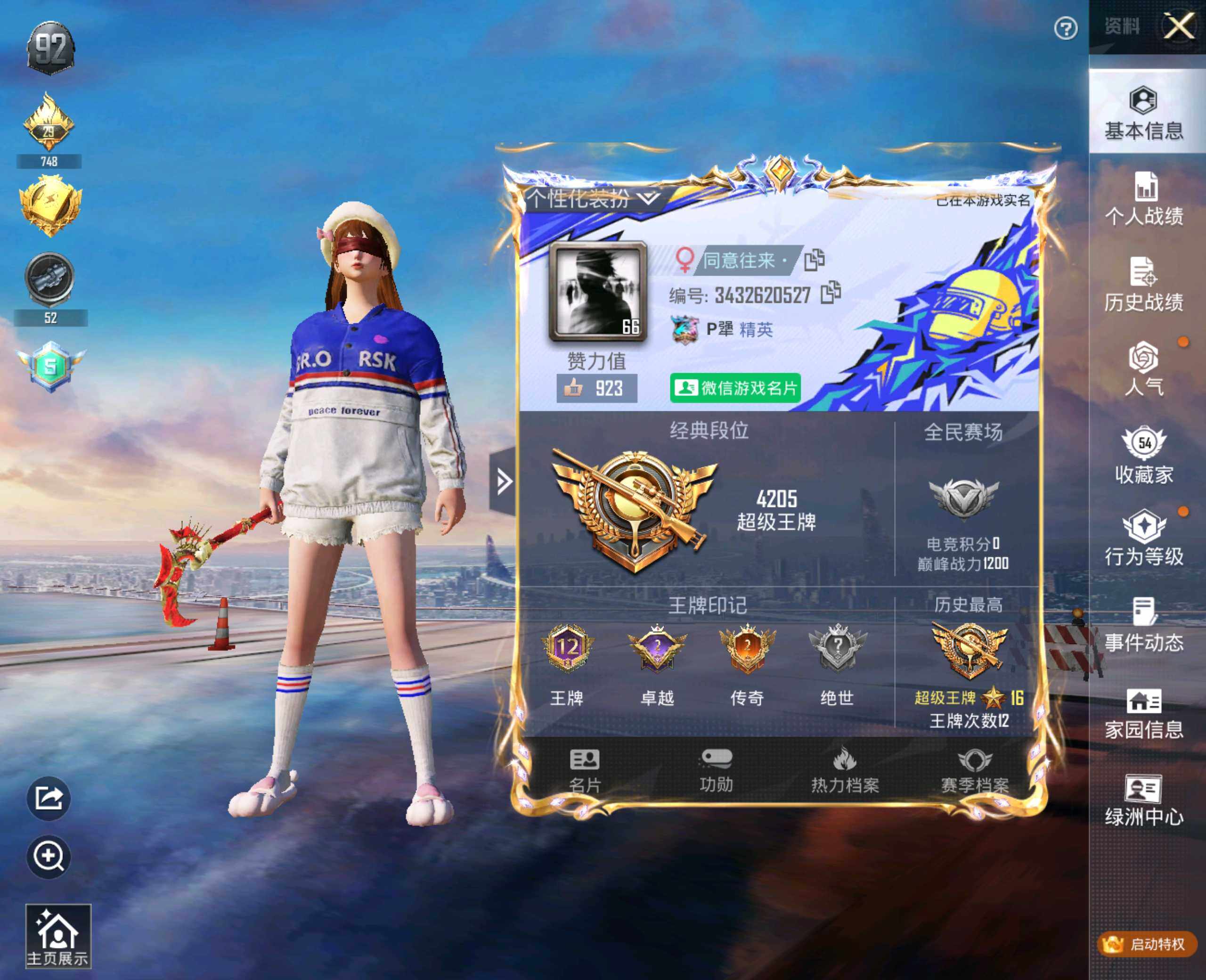 HPHJJ3301011和平精英账号详情图2