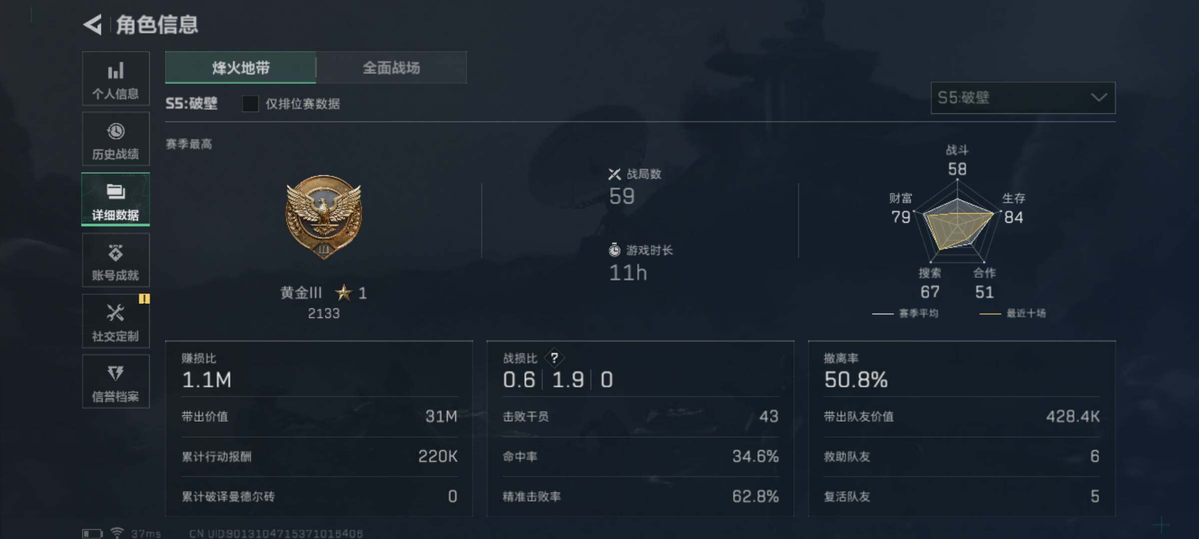 SJZJM321345三角洲行动账号详情图3