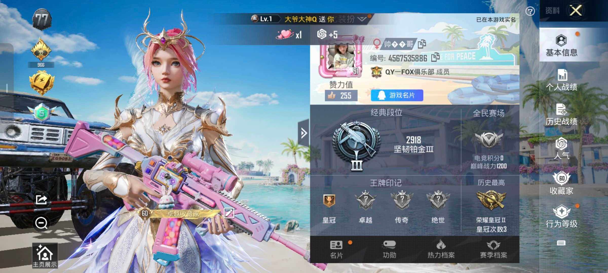HPCMW3336327和平精英账号详情图2