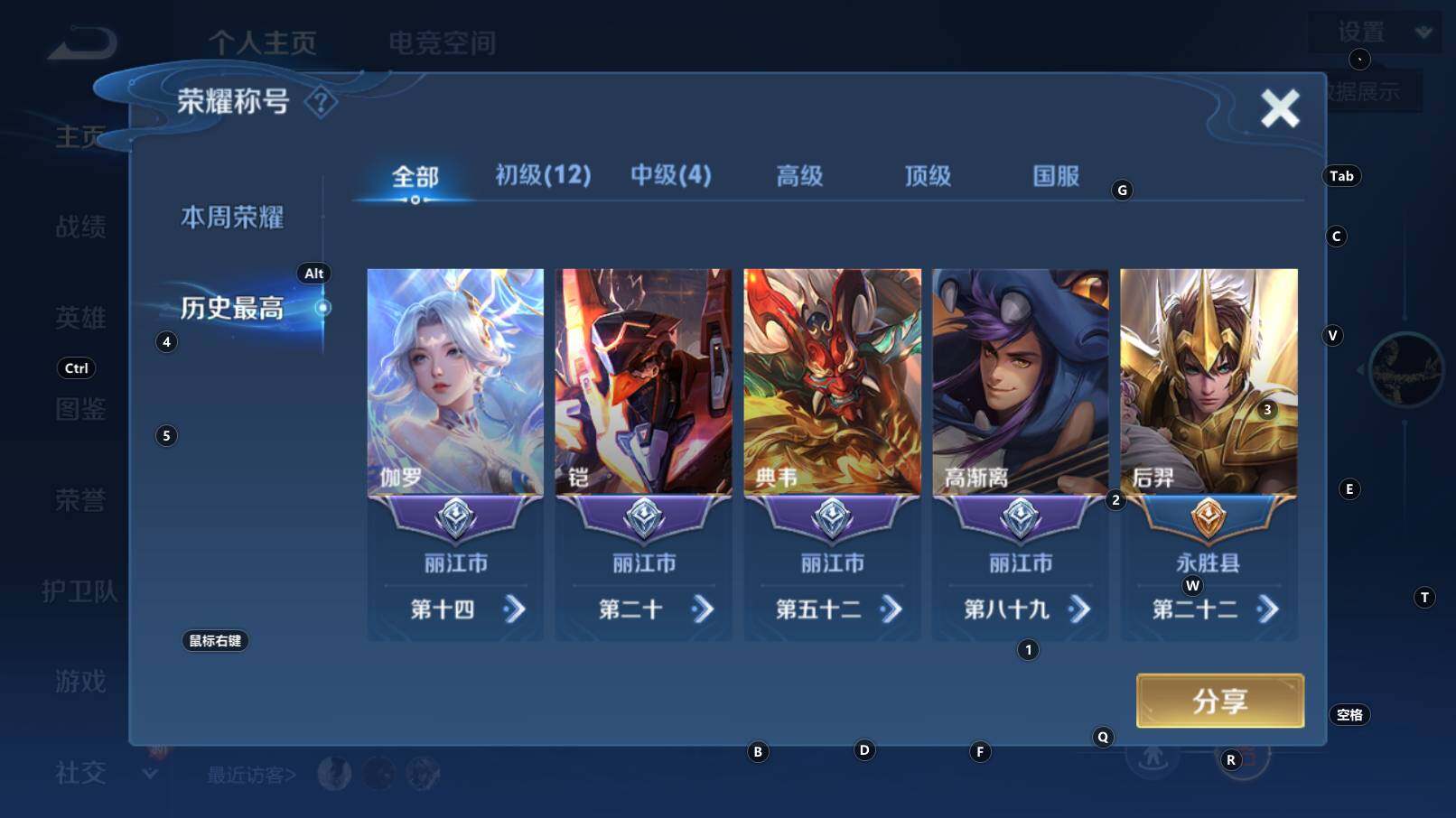 WZCMW3254982王者荣耀账号详情图5 WZCMW3254982王者荣耀账号详情图5