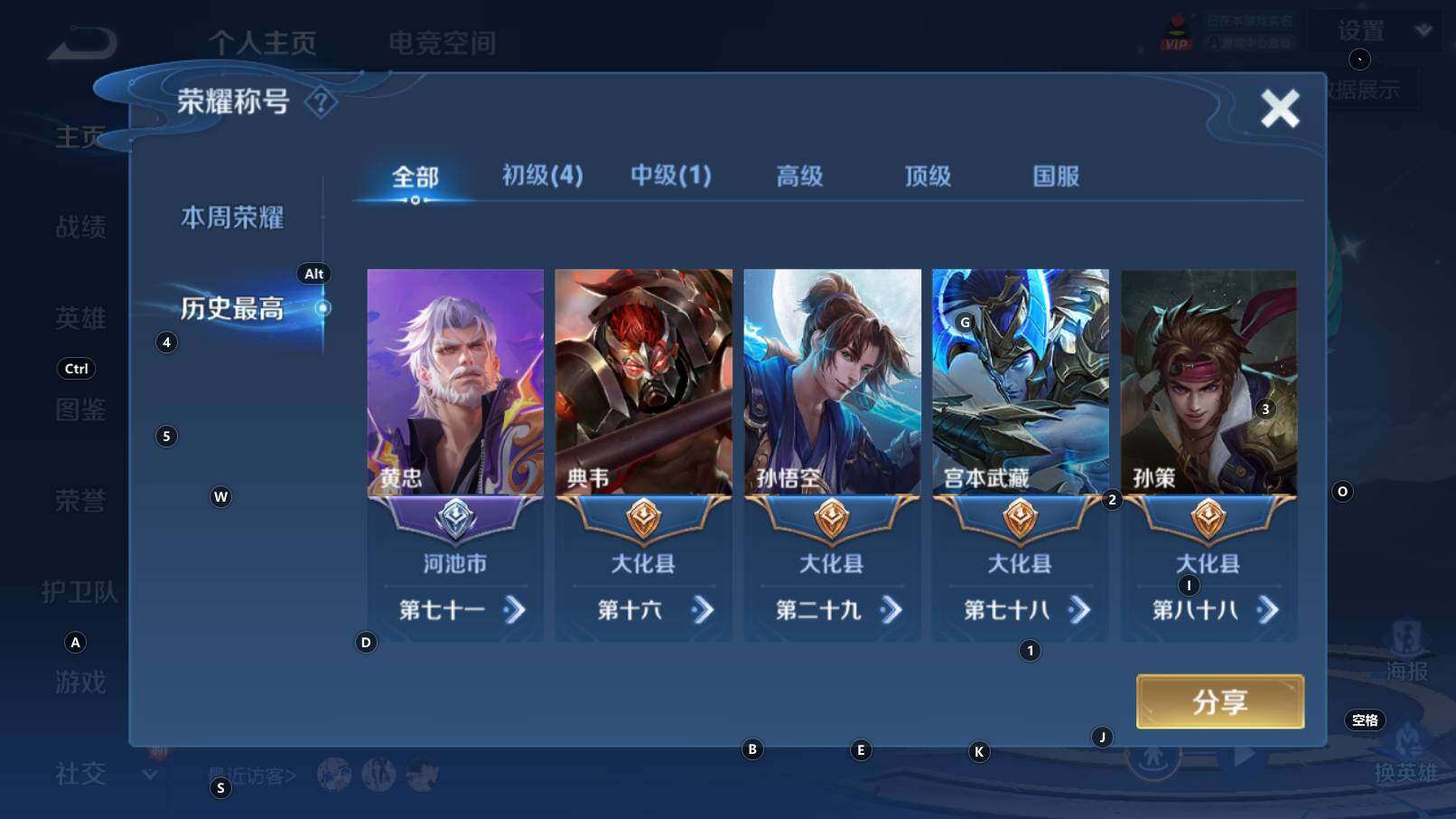 WZCMW3259598王者荣耀账号详情图6 WZCMW3259598王者荣耀账号详情图6