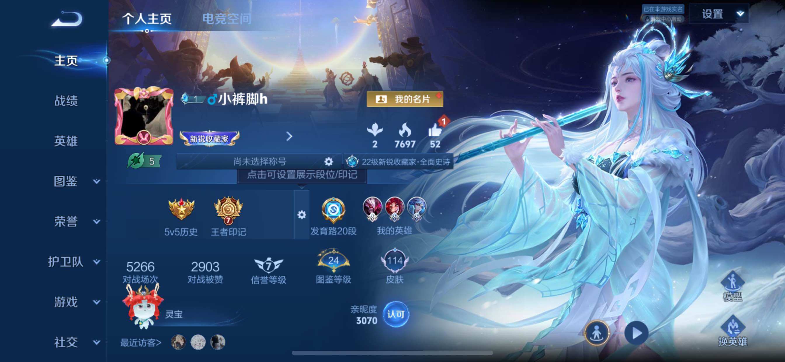 王者荣耀账号苹果QQ可换绑【多战力标，蛇年限定，世冠李白露娜】 5按键 7王者印记 五级铭文120 CD12118 可二次 苹果Q-V6-114皮肤-6传说-26史诗【传说皮肤】：司空震愿照山河定，桑启鸣野蒿，露娜霜月