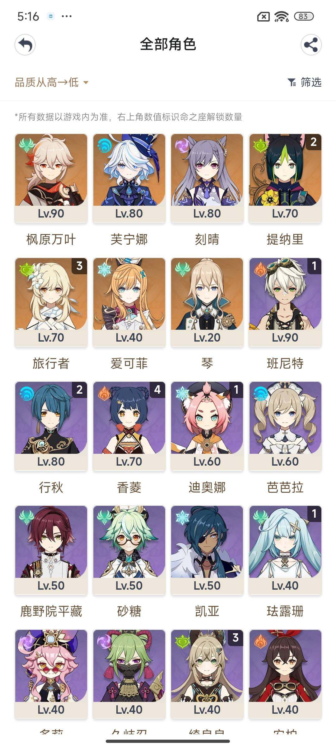 YSEY311437原神账号详情图3 YSEY311437原神账号详情图3