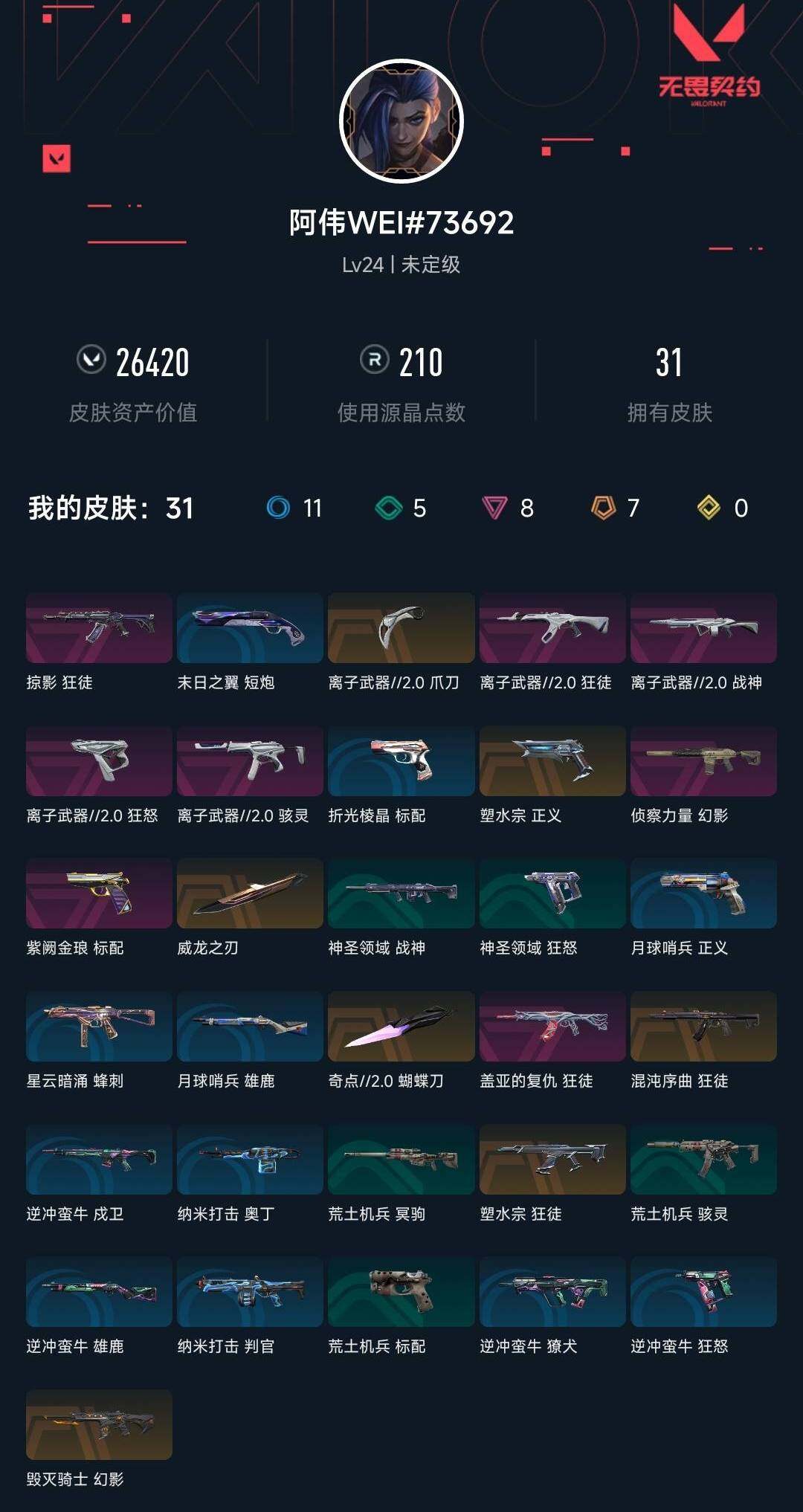 WWQYYH314734无畏契约账号详情图2