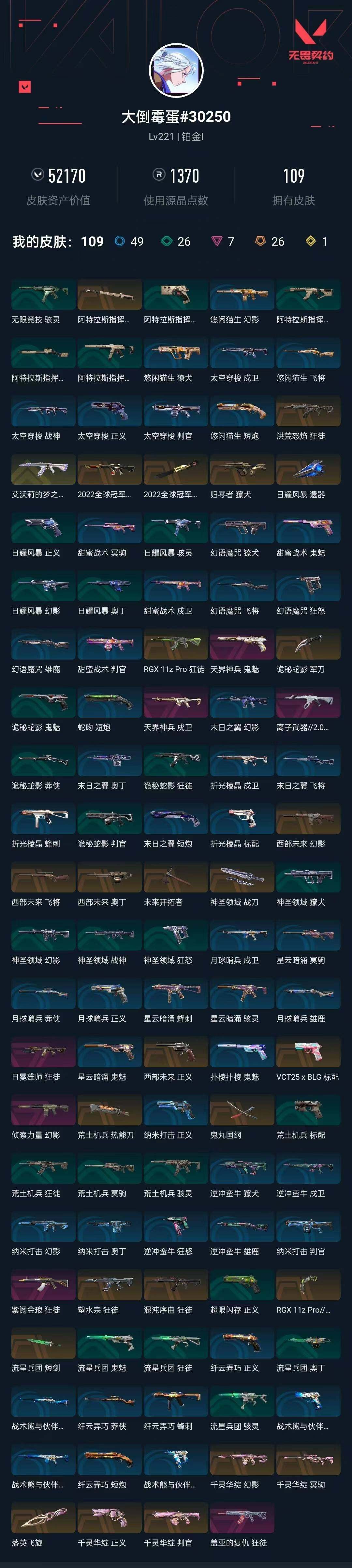 WWQYYH313413无畏契约账号详情图2