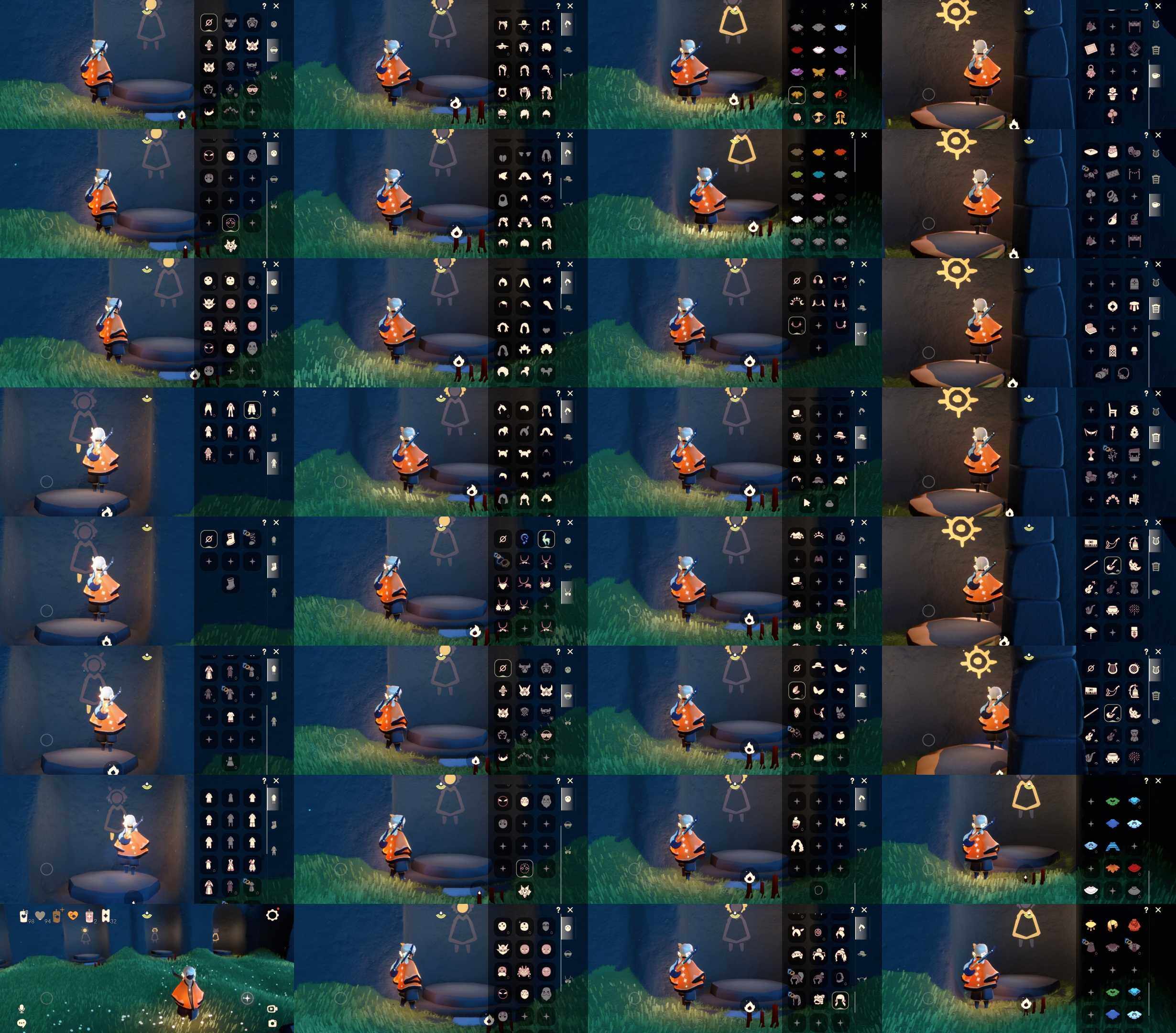 光遇账号安卓官服HM1203 渠道:安邮 完成地图：霞谷墓土 季节已毕业:夜行季半毕业，九色鹿季毕业 热门复刻/活动:武士裤，背带裤，花环，箬笠，红金白金，红耳机，樱花，雨伞 礼包:祥云服饰，月牙发饰，金鳞耳坠，彩