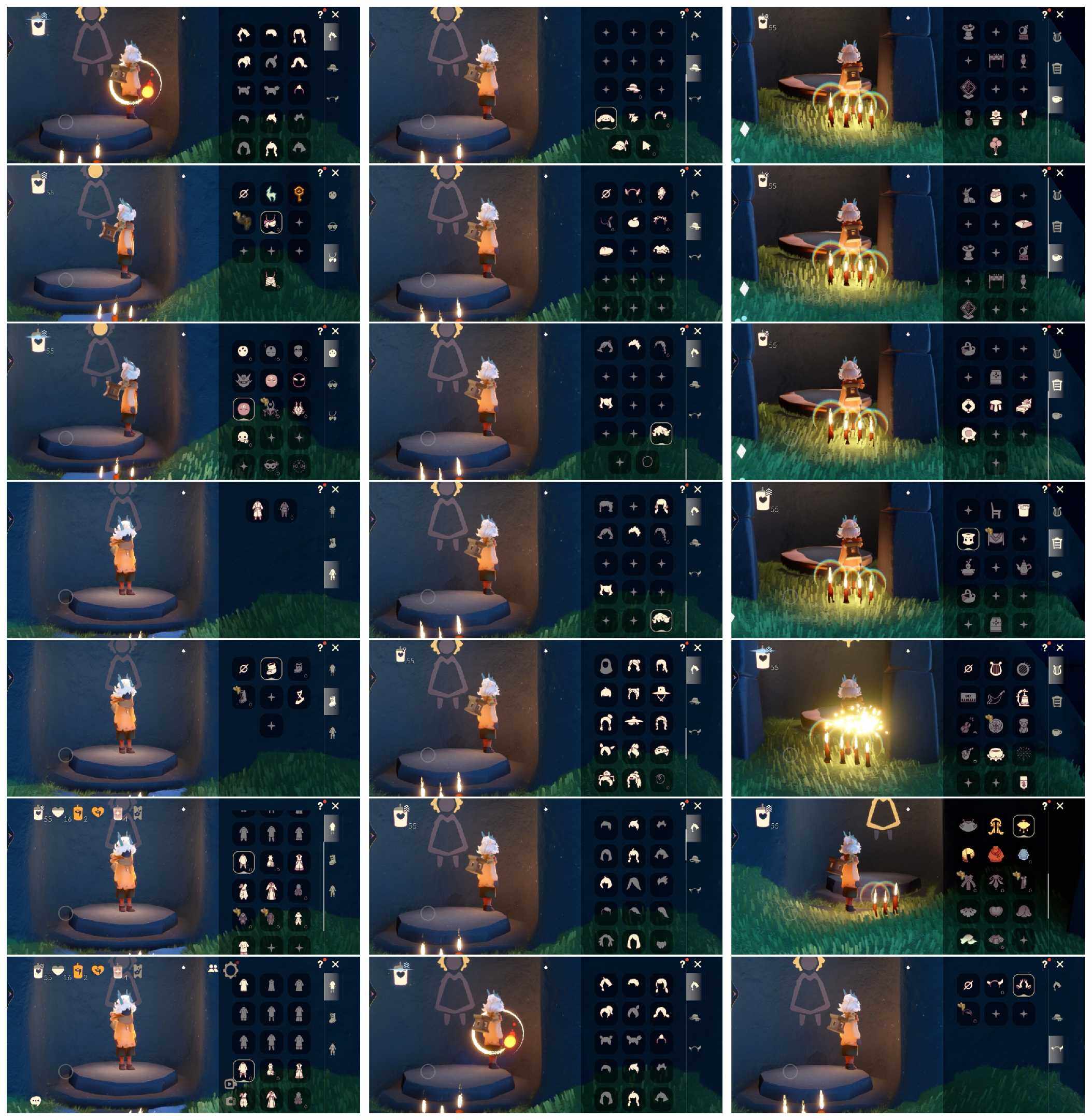 光遇账号vivo渠道服蜡烛数：57/爱心数：6/ 九色鹿季/ 大耳狗发饰/ 虚荣/ 若笠/ 猫耳/ 飞天盘发