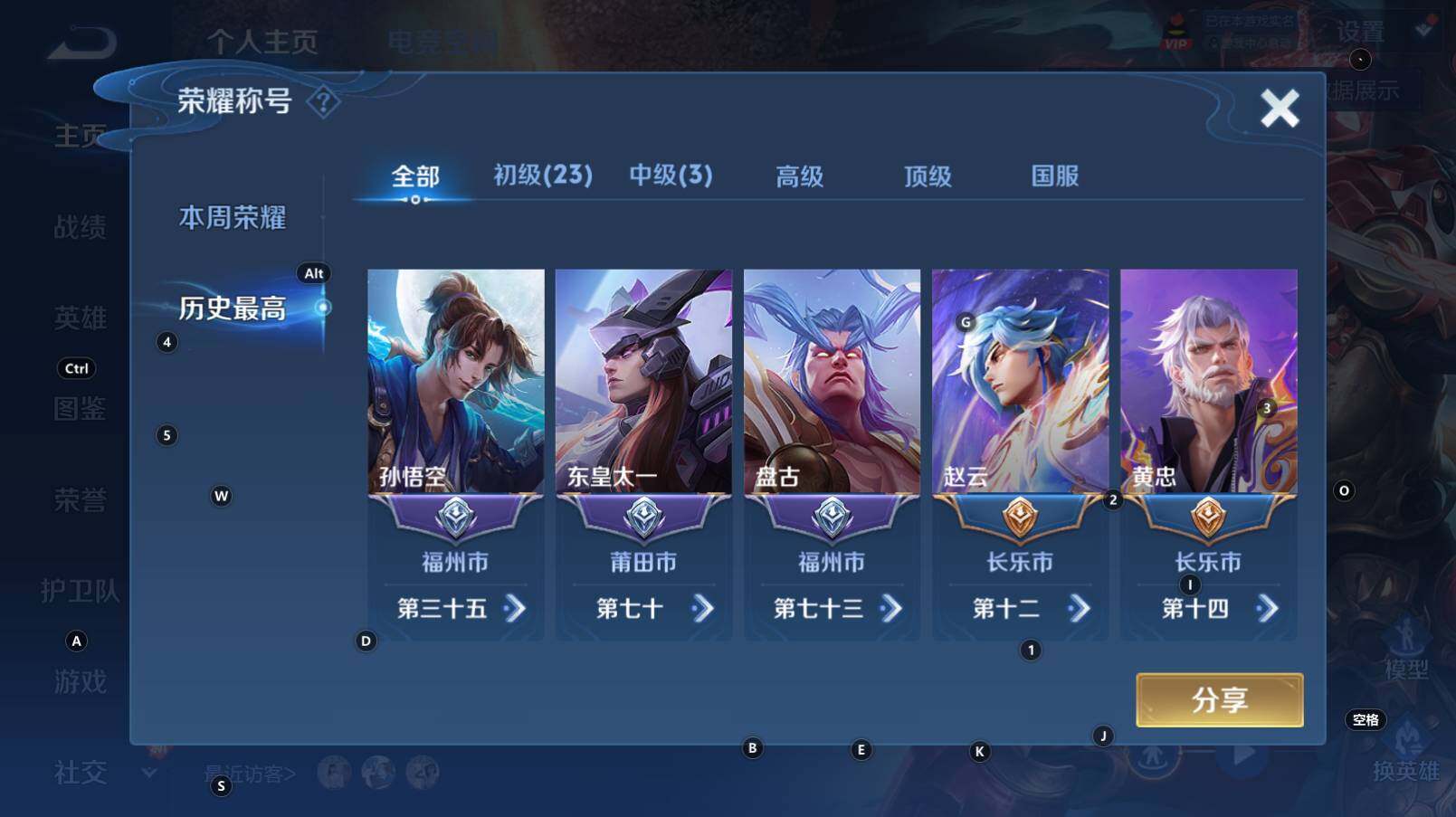 WZCMW3281318王者荣耀账号详情图6 WZCMW3281318王者荣耀账号详情图6