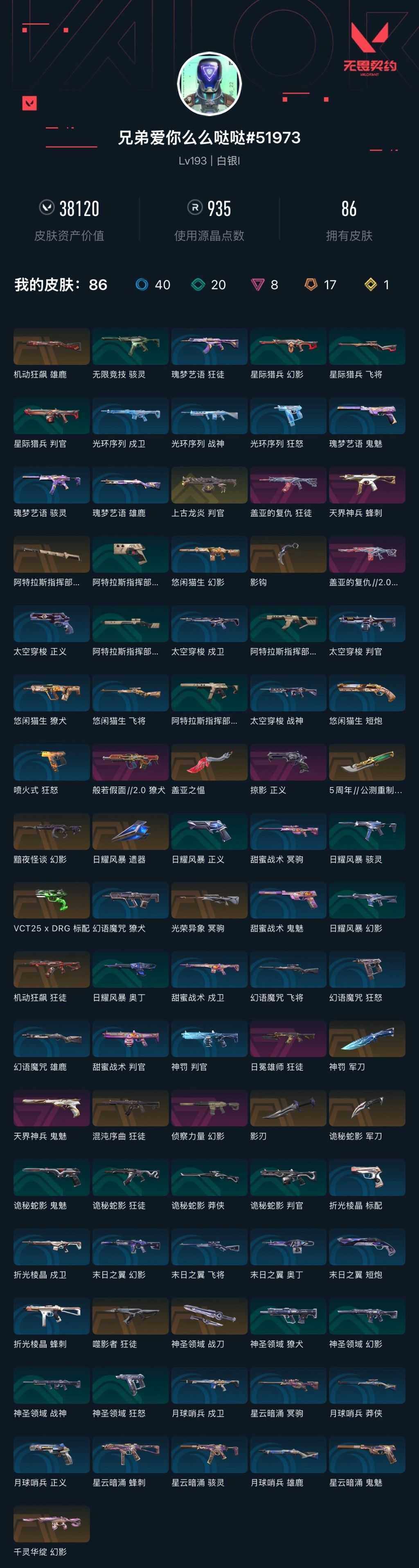 WWQXL313410无畏契约账号详情图4 WWQXL313410无畏契约账号详情图4