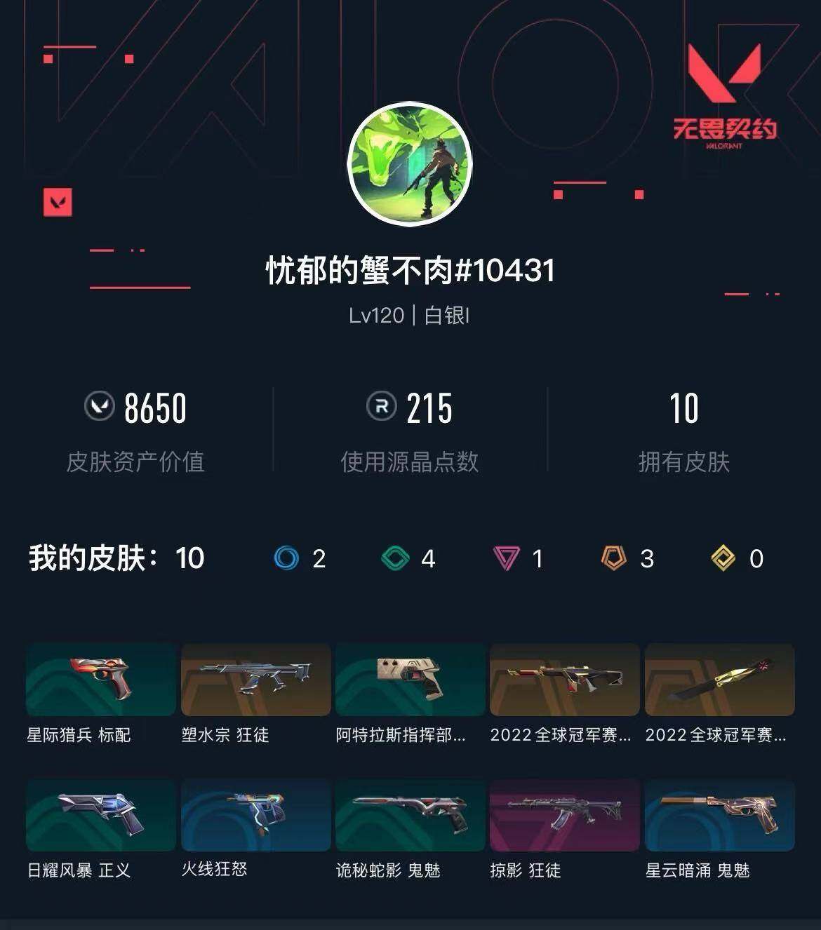 WWQXL314026无畏契约账号详情图3