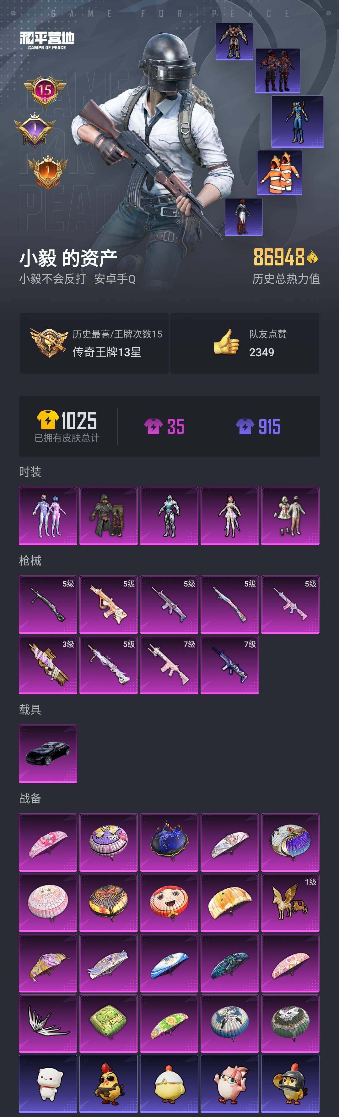 HPYYH3340115和平精英账号详情图2