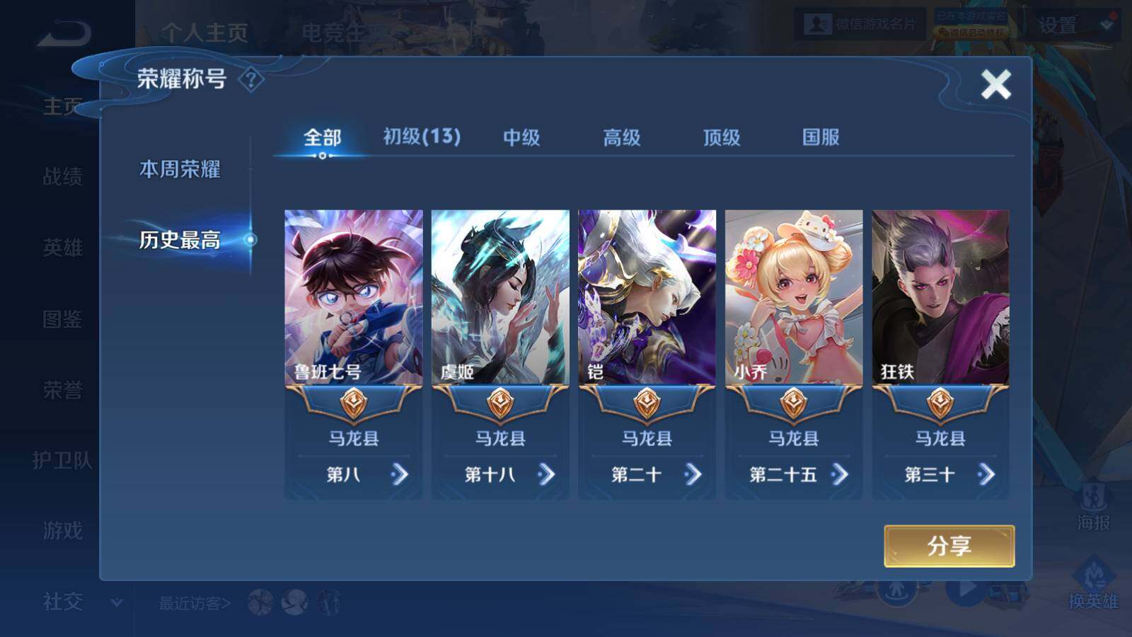 WZLX3298085王者荣耀账号详情图4