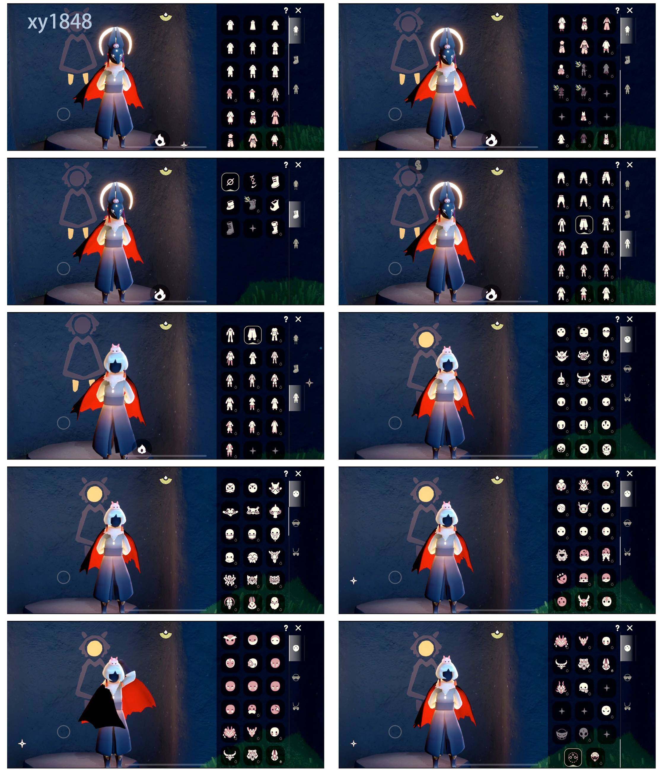 光遇账号iOS官服魔法耳坠阿努比斯白枭巫师帽蝙蝠套武士裤书虫正太头高马尾狐狸背包圣诞鹿角星球夹克详情看图价格可谈资源：蜡烛1450 爱心195 红烛197 翼12
已毕业地图：全图
毕业季节：圣岛季 预言季 梦想季 