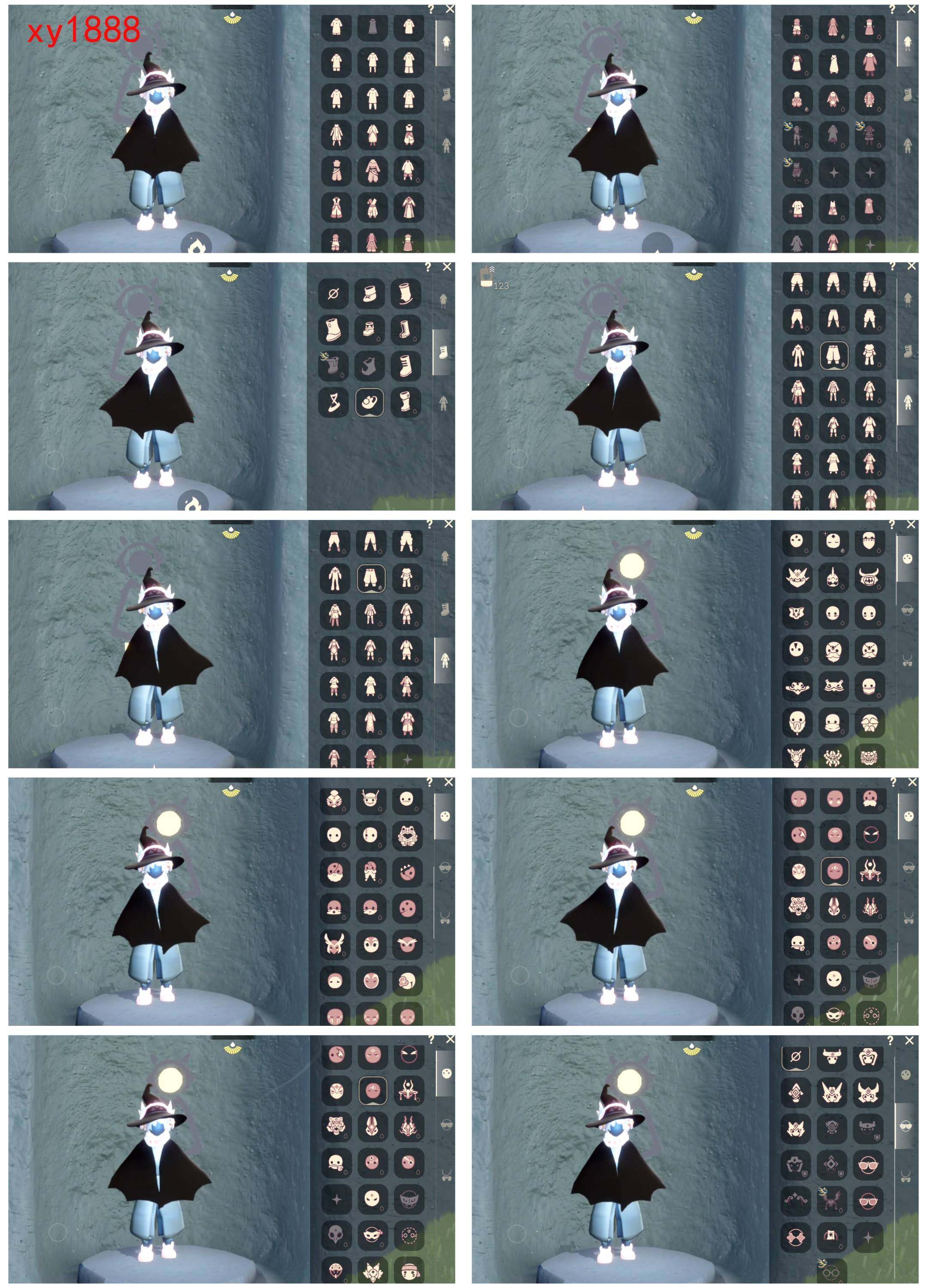 光遇账号安卓官服透明蝶翼蛛网斗蝙蝠套皮皮猫斗白枭巫师帽妮妮长裙武士裤详情看图，价格可刀
资源：蜡烛123 爱心24 翼10
已毕业地图：晨岛 云野 雨林 霞谷 墓土
毕业季节：风行季 潜海季 表演季 破晓季 欧若拉