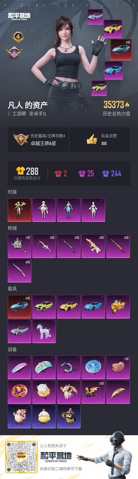 HPLE3446924和平精英账号详情图3