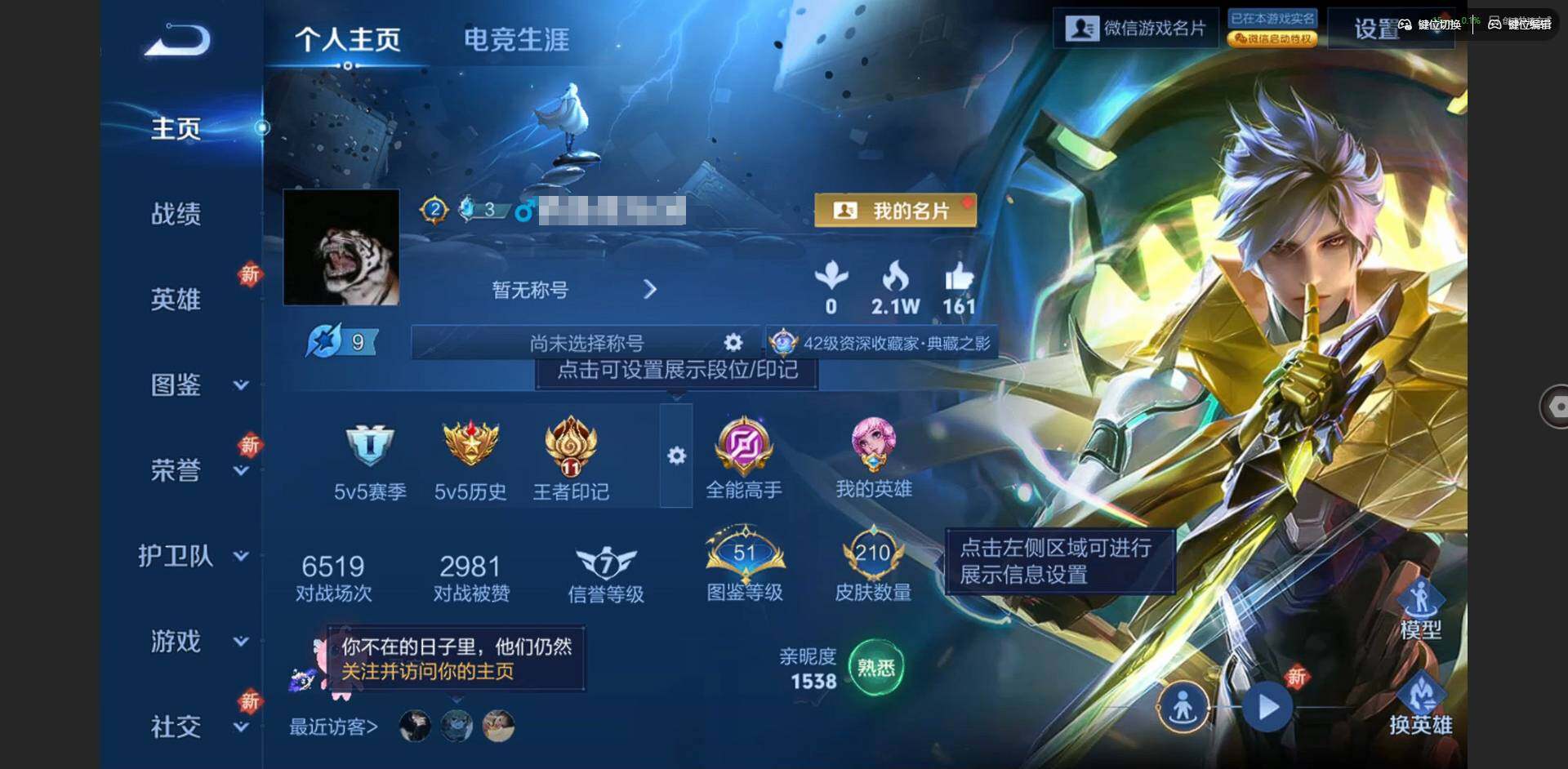 王者荣耀账号安卓VX124英雄-210皮肤-[]【V有永久社交限制，不影响账号安全和正常游戏】实名: 可修改 贵族等级: