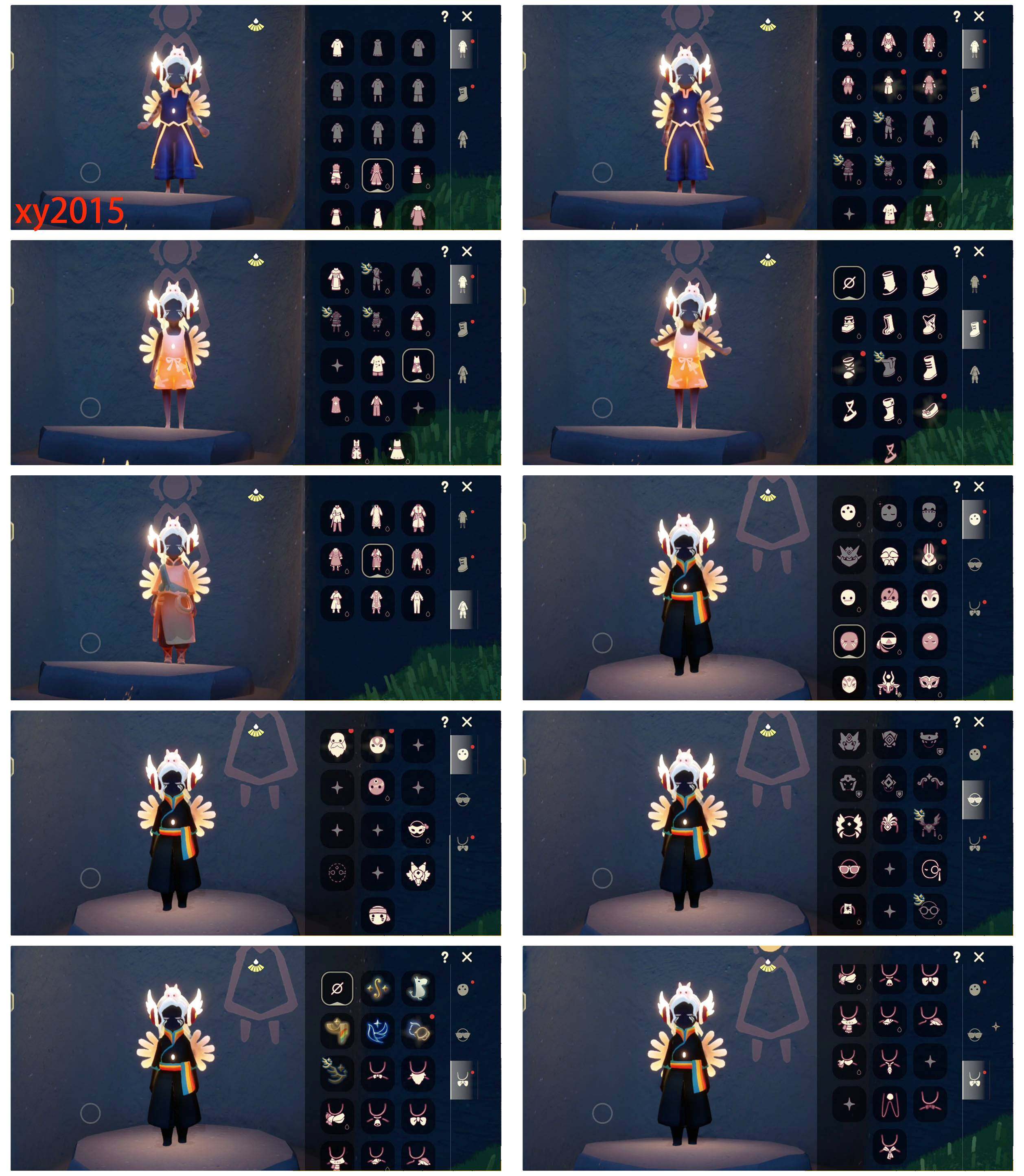 光遇账号安卓官服妮妮长裙暗彩武士裤巫师帽橘子发饰凯旋提琴姆明季抱枕彩染季围巾斗篷详情看图，价格可刀
资源：蜡烛1218    爱心133    红烛   翼6
已毕业地图：无
毕业季节： 二重奏季  姆明季  彩染