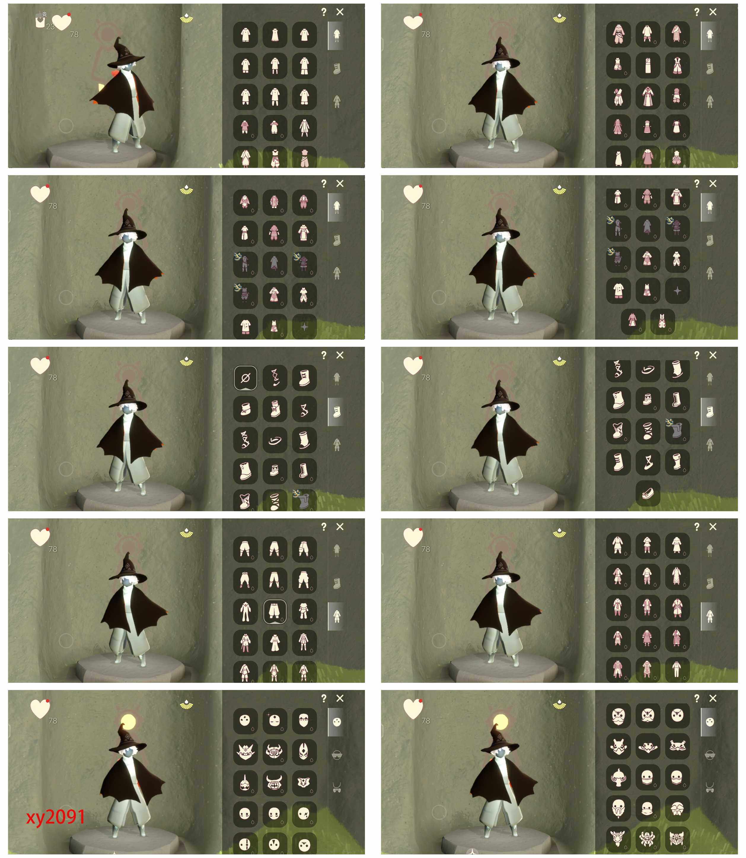 光遇账号安卓官服20季10翼狗头潜海面具飘带斗篷小王子斗篷蛛丝斗篷灯笼巫师帽蝙蝠套装
资源：蜡烛    23爱心   78 红烛 2  翼10
已毕业地图：全图毕业
毕业季节： 圣岛季  预言季   梦想季  集结