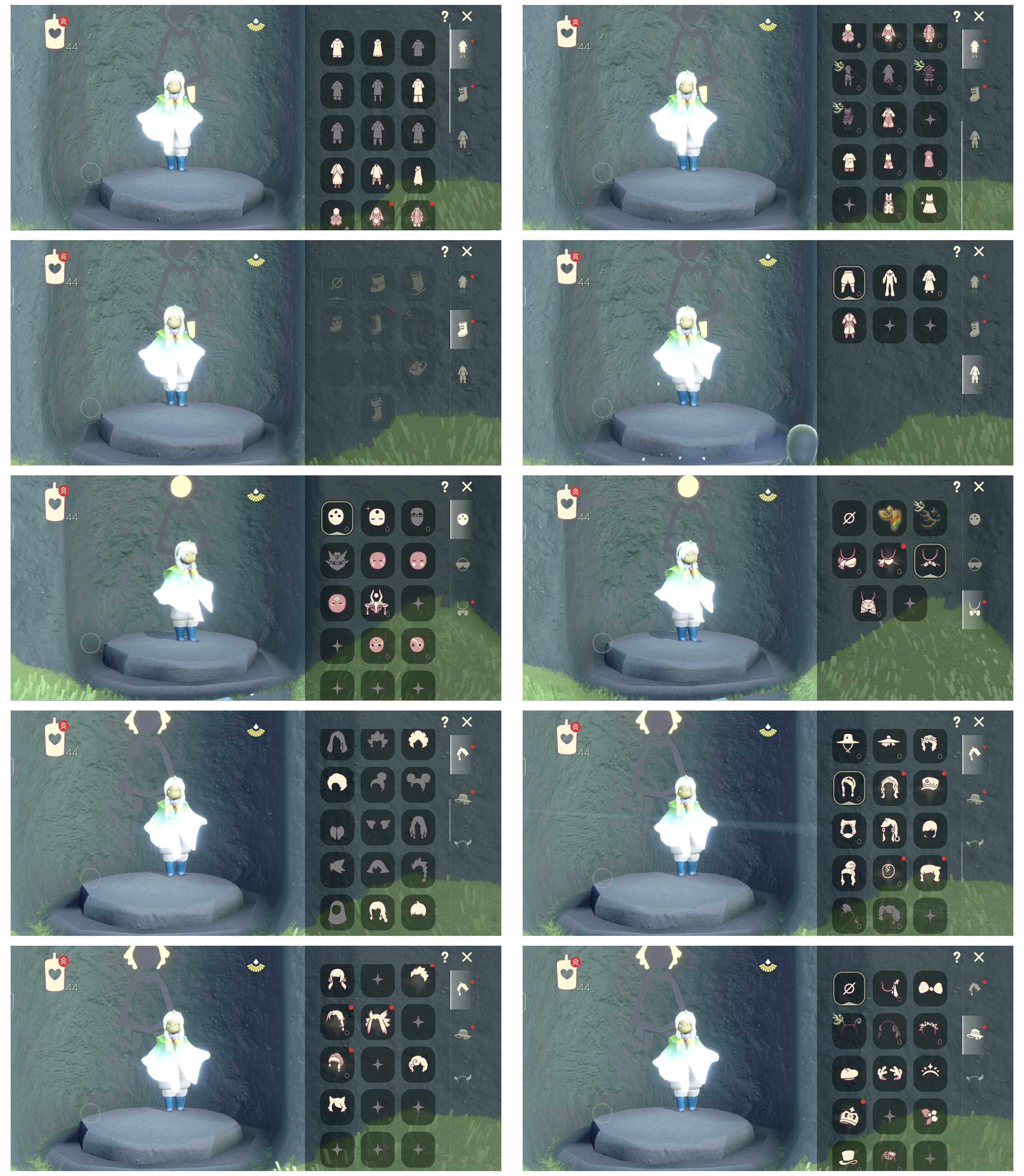 光遇账号vivo渠道服"1季猫猫头海洋武士裤猫猫头樱花头马蹄莲斗篷
资源：蜡烛46    爱心9 红烛2   翼9
毕业季节： 彩染季
热门裤子遥鲲长袍  海洋武士裤  白棉裤：
热门面具：矮人面具  向导面具  
 热