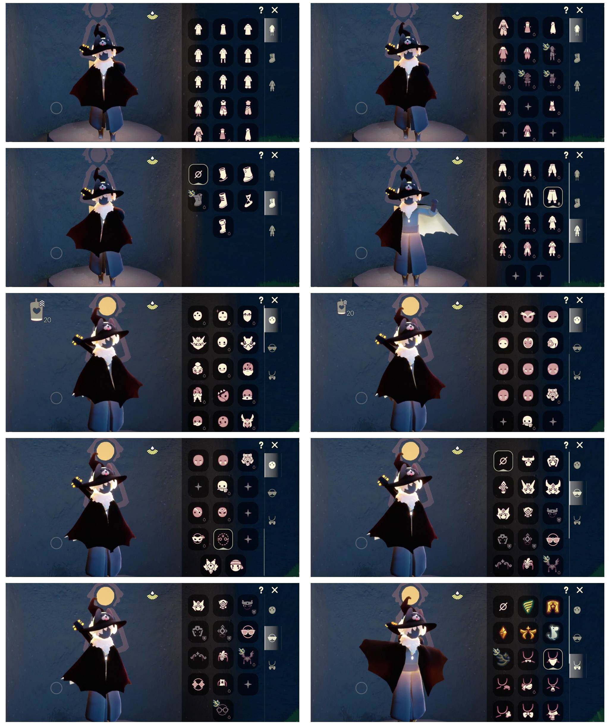 光遇账号安卓官服白枭武士裤蝙蝠套装暗彩装扮绊爱套装巫师帽圣诞鹿角海龟斗篷资源：蜡烛20 爱心14 红烛15 翼7
已毕业地图：晨岛 云野 雨林 霞谷 暮土 禁阁
毕业季节：潜海季 表演季 破晓季 欧若拉 姆明季
稀