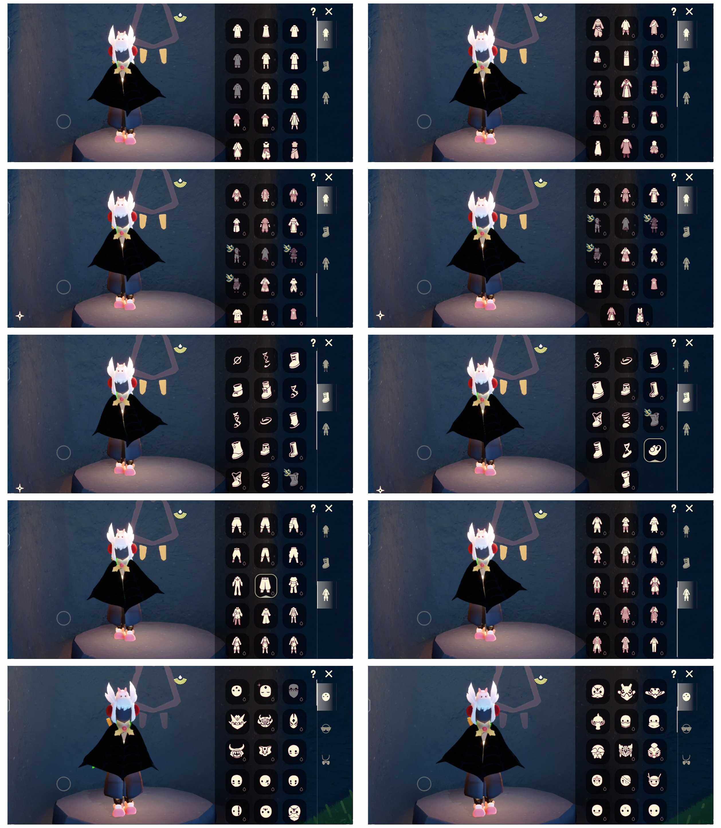 光遇账号安卓官服19季11翼白枭玉兔拖鞋绊爱星月头冠橘子发饰雪花发饰贝壳发饰玉兔发饰四叶草小黄鸭发饰新春福娃蛛网斗篷绊爱斗篷青衫落拓献瑞折扇秋千 
资源：蜡烛 3946 爱心 900 红烛 329 翼11
已毕业地