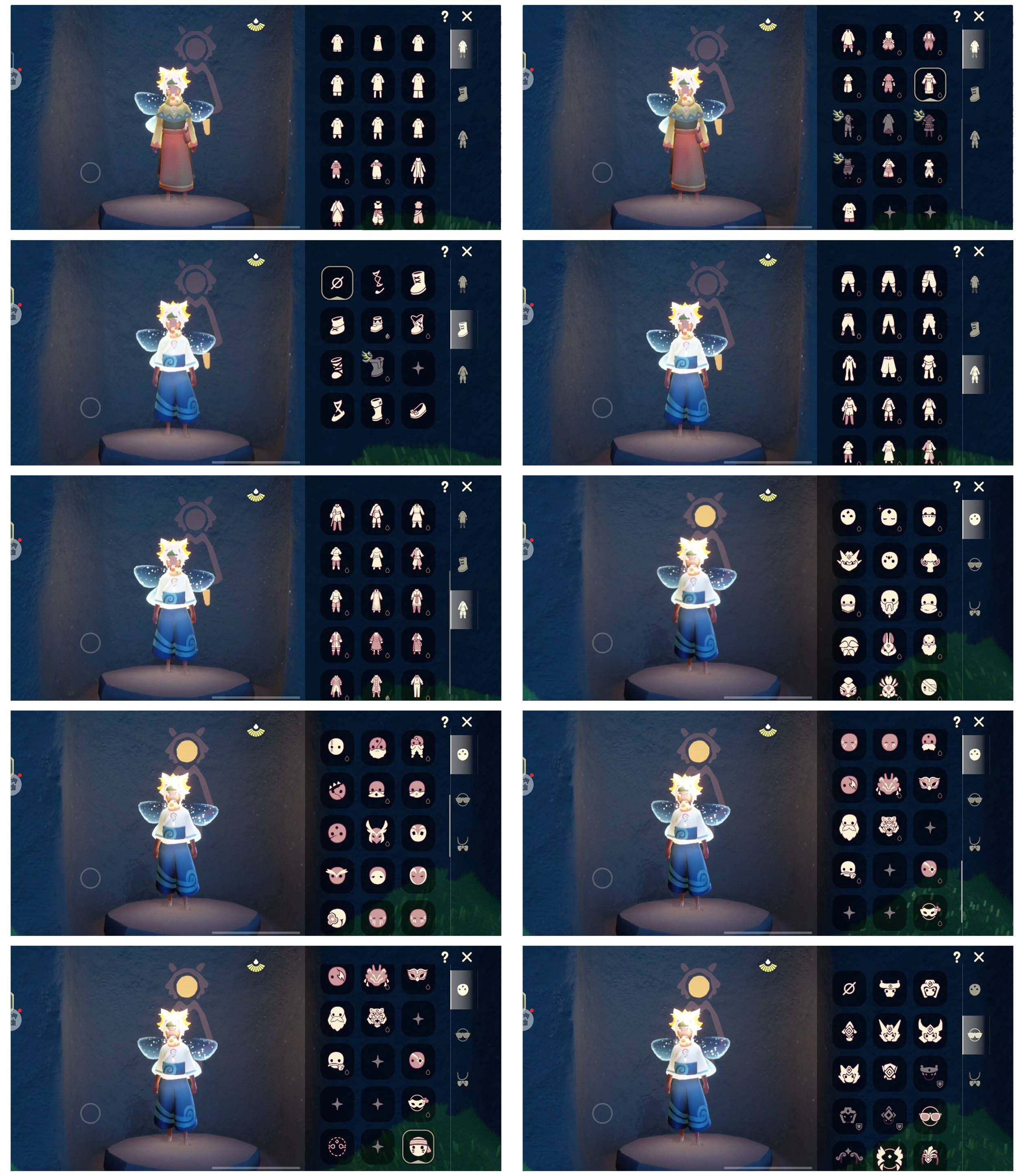 光遇账号华为渠道服9季9翼透明蝶翼白枭秋千小王子围巾圣诞武士裤鹿角锦鲤套装青衫落拓彩虹耳钉详情看图，价格可刀
资源：蜡烛 805   爱心 306   红烛 85  翼9
已毕业地图：全图毕业
毕业季节： 梦想季  