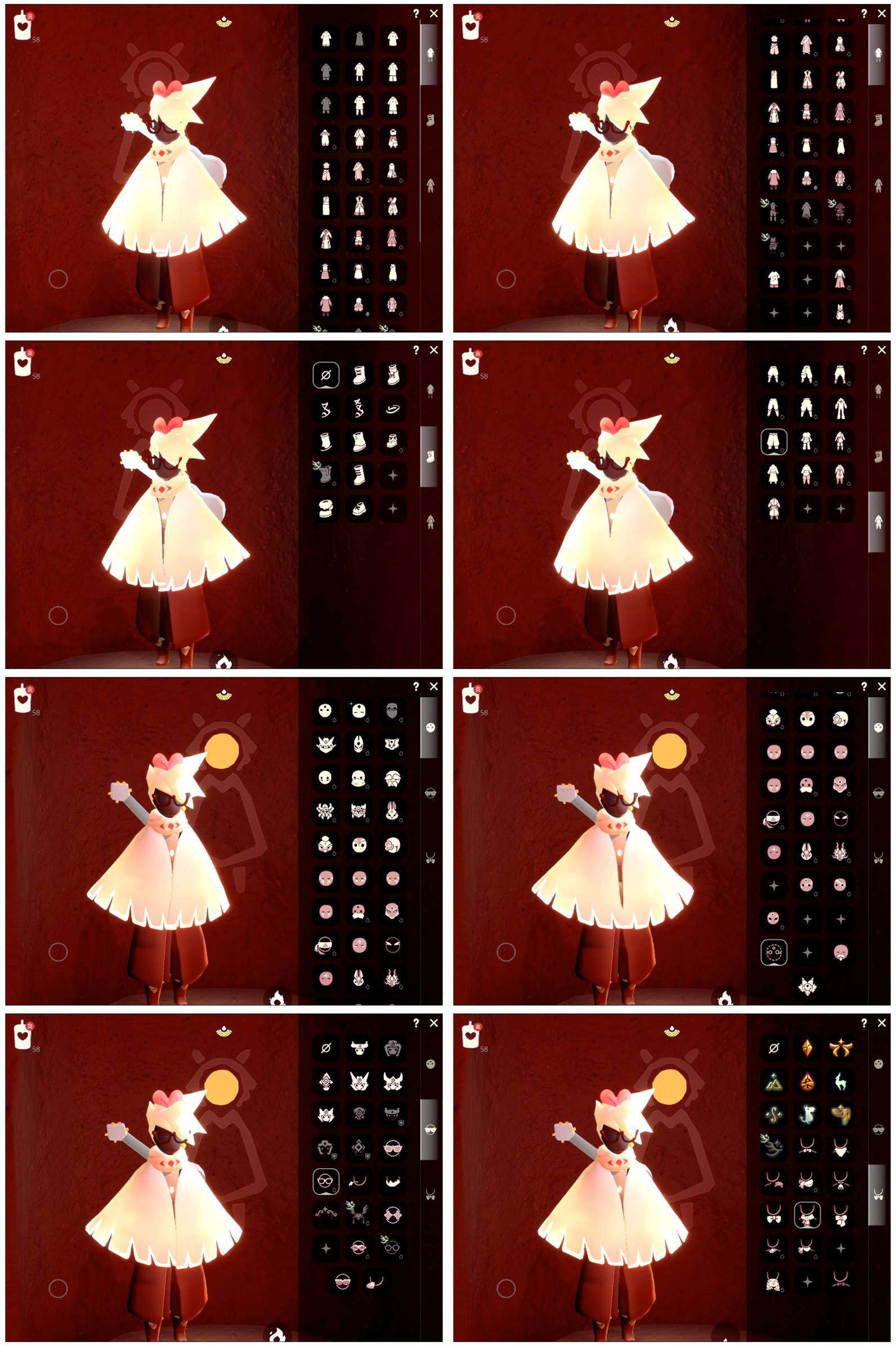 光遇账号iOS官服透明蝶翼武士裤圣诞鹿角蛛网斗篷衔福献瑞悦动跑鞋阔腿牛仔资源：蜡烛59 爱心20 红烛55 翼10
已毕业地图：晨岛 雨林 霞谷 暮土
毕业季节：破晓季 欧若拉季 拾光季 归巢季 九色鹿季 二重奏季 