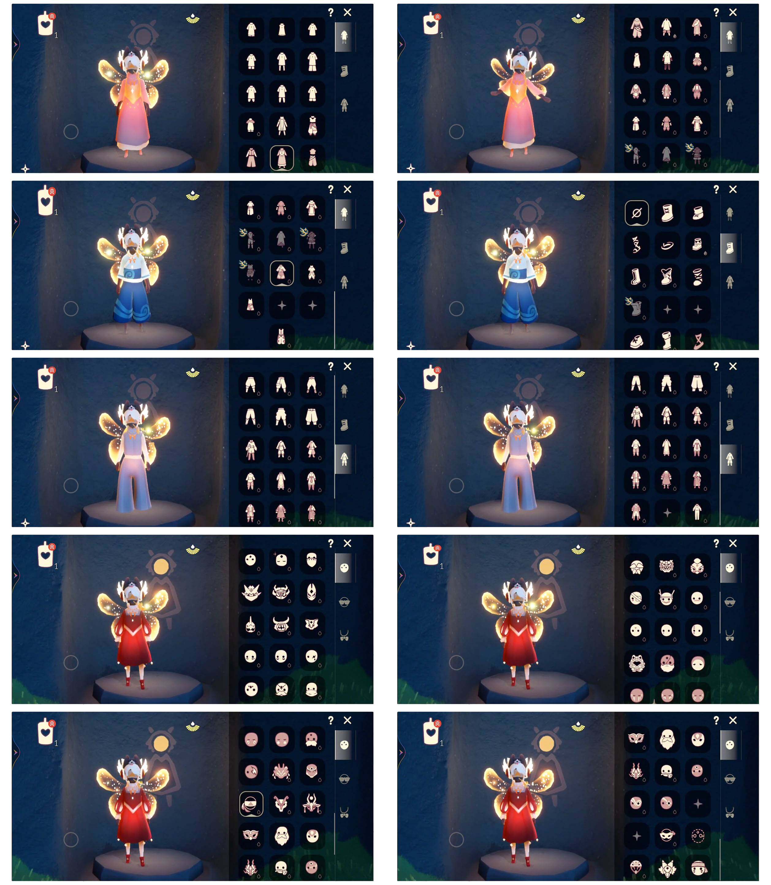 光遇账号vivo渠道服9季10翼透明蝶翼巫师帽蝙蝠套圣诞路基悦动跑鞋海洋武士裤女仆围裙详情看图，价格可刀
资源：蜡烛 1   爱心 173   红烛85   翼10
已毕业地图：全图毕业
毕业季节： 欧若拉季 追忆季  