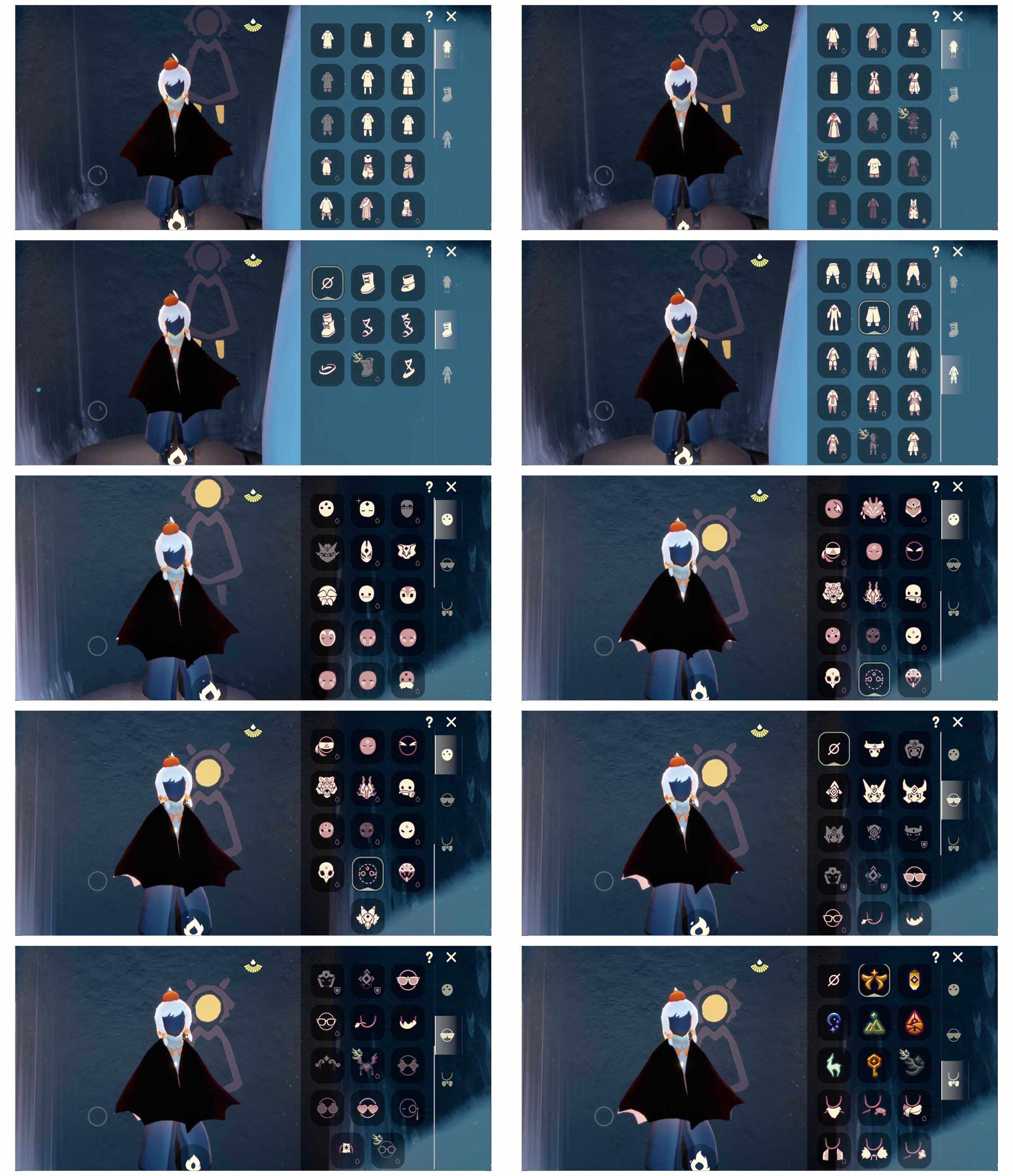 光遇账号华为渠道服6季9翼金鳞耳坠星月头冠蝙蝠斗篷蝙蝠斗皮皮猫斗篷蝙蝠套花憩茶桌透明蝶翼
资源：蜡烛 5 爱心 84 红烛 1 翼 9 
已毕业地图：晨岛 雨林 霞谷 
毕业季节：欧若拉季 追忆季 夜行季 归巢季 九