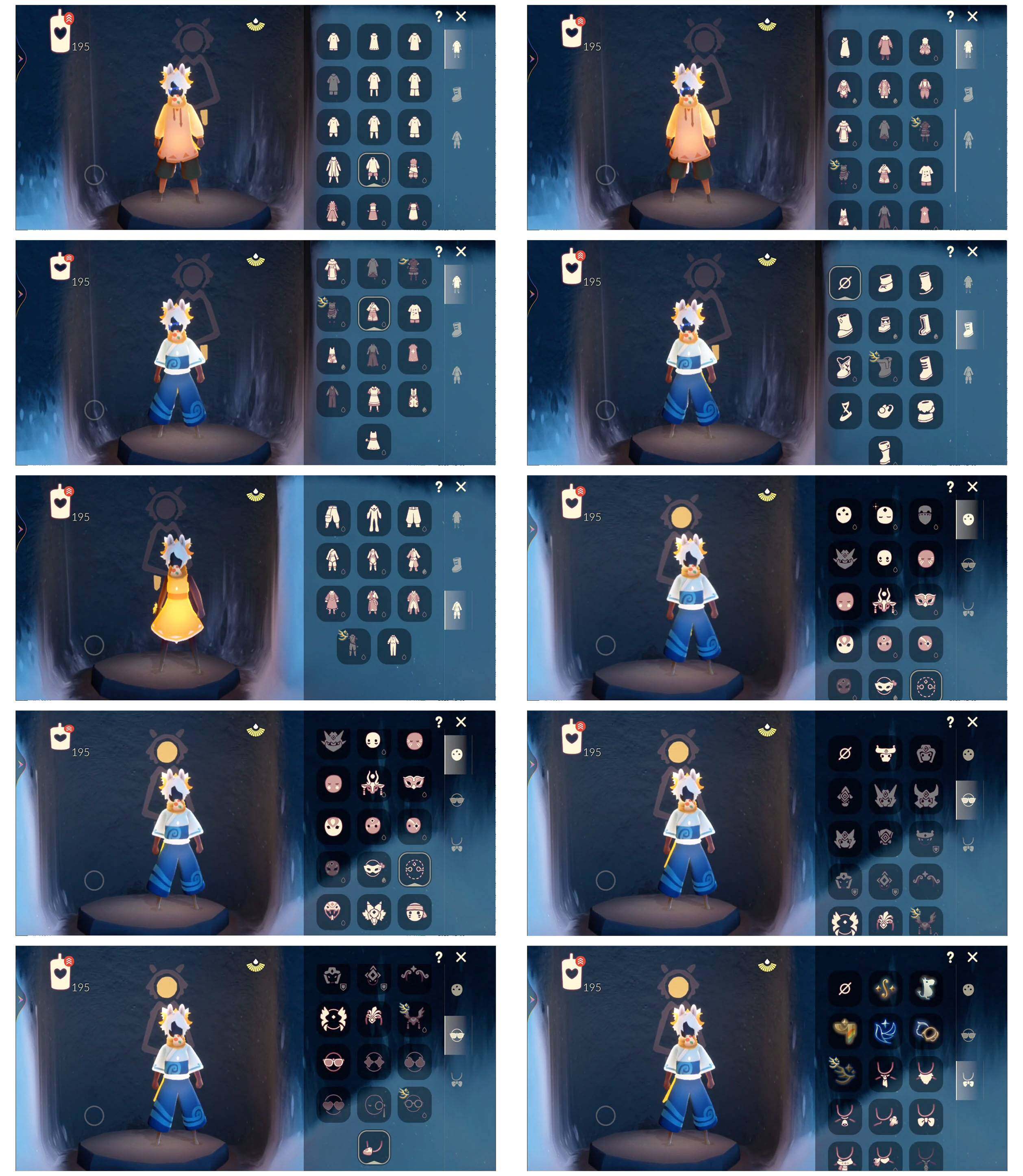 光遇账号vivo渠道服5季11翼绊爱青衫落拓小王子围巾连衣裙献瑞折扇武士裤爱丽丝套装详情看图，价格可刀
资源：蜡烛  195  爱心68    红烛20   翼11             
已毕业地图：晨岛 
毕业季节