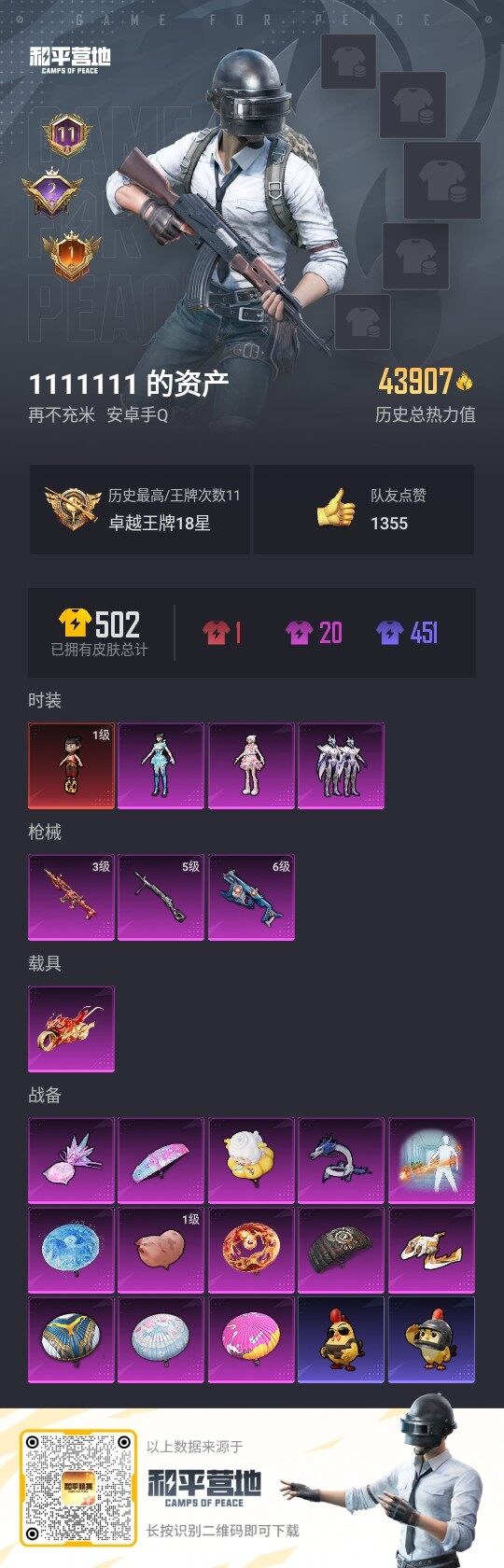 HPLE3417321和平精英账号详情图3