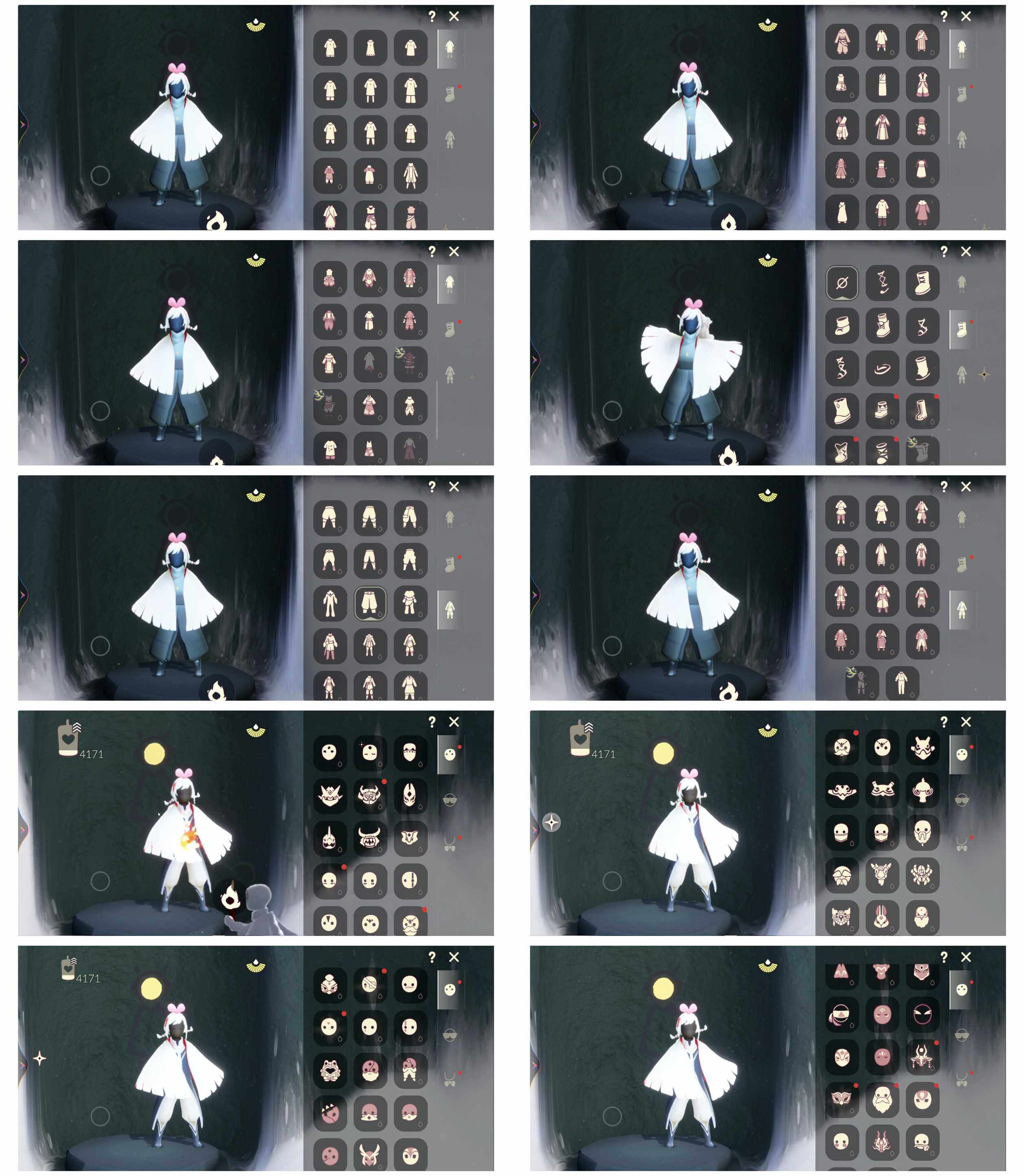 光遇账号vivo渠道服17季11翼白枭九色鹿鹿角武士裤冥龙斗篷潜海面具毕业羽毛背带裤圣诞鹿角详情看图
资源： 蜡烛 4171  爱心 120 红烛 15 翼11
已毕业地图：全图毕业
毕业季节： 风行季  潜海季   表