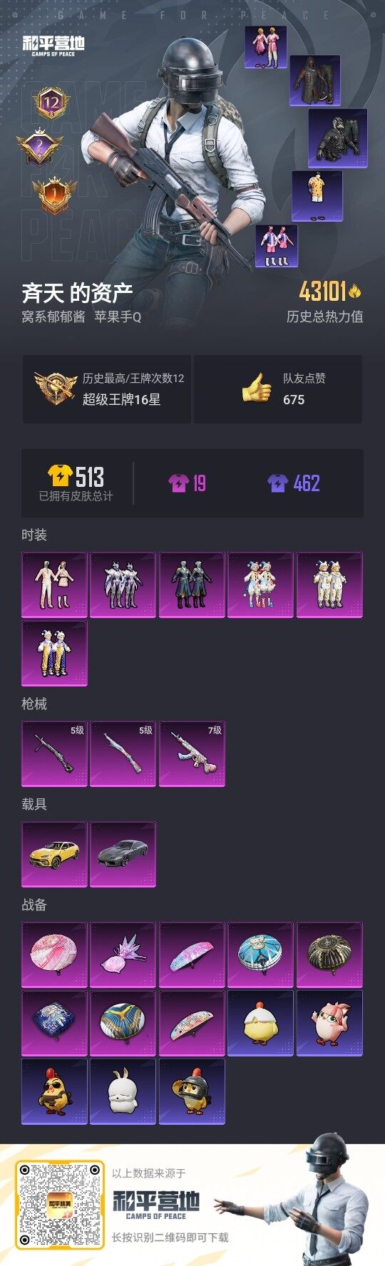 HPLX3434691和平精英账号详情图3