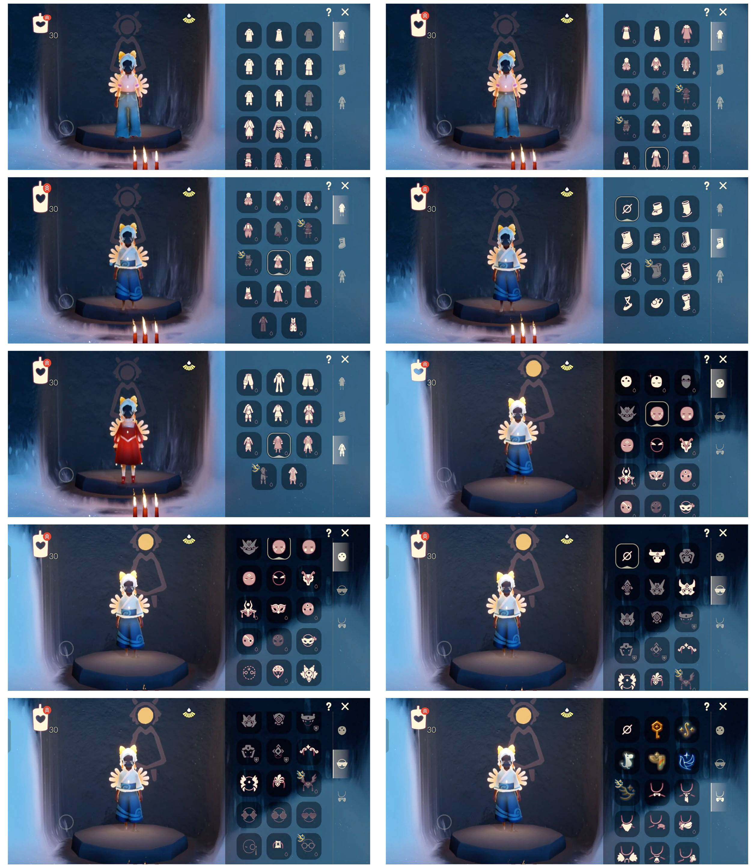 光遇账号安卓官服5季7翼武士裤巫师帽小狗头饰妮妮长裙海洋武士裤姆明季抱枕阔腿牛仔彩染季围巾斗篷详情看图，价格可刀
资源：蜡烛  30  爱心 30   红烛 9  翼7
已毕业地图：晨岛 
毕业季节： 筑巢季 二重