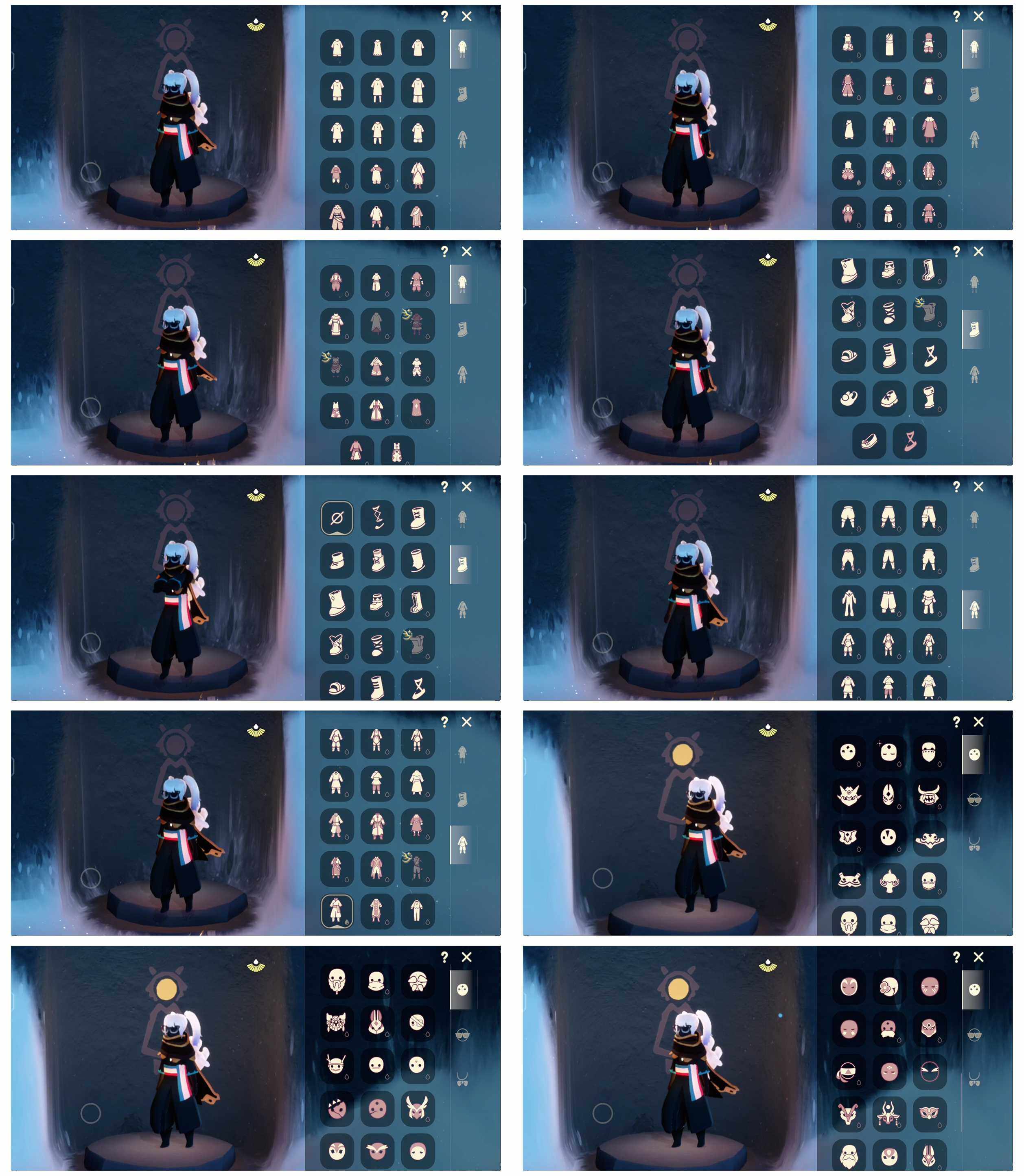 光遇账号安卓官服8季10翼1月19号可换绑小王子斗篷白枭遥鲲披肩彩虹耳机妮妮长裙海洋武士裤暗彩武士裤详情看图
资源：蜡烛413    爱心 344   红烛21   翼10
已毕业地图：全图毕业
毕业季节： 表演季