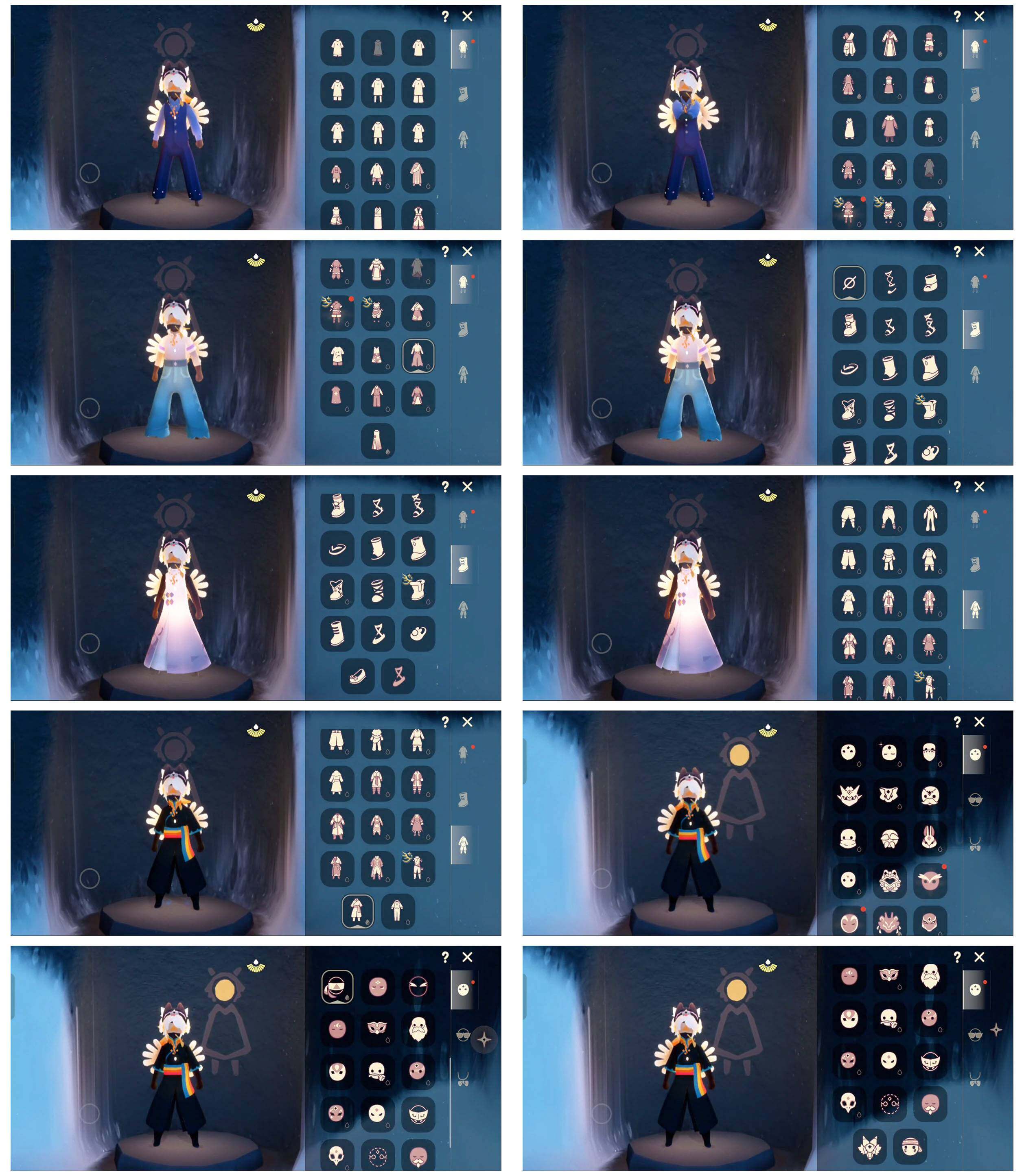 光遇账号安卓官服10季10翼1.21蝙蝠套装记忆水晶透明蛛丝斗篷青衫落拓TGC黑底蛛网斗篷皮皮猫斗篷绊爱巫师帽暗彩武士裤详情看图，价格可刀
资源：蜡烛 76   爱心 50   红烛  12 翼10
已毕业地图：全