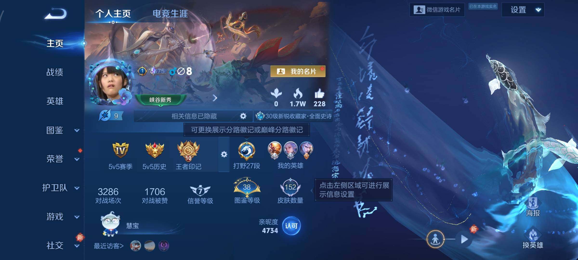 王者荣耀账号安卓VX126英雄-152皮肤-【高性价比·大耳狗之梦·愿照山河定·白虎志·至尊宝·青龙志·至美化雀舞·死亡