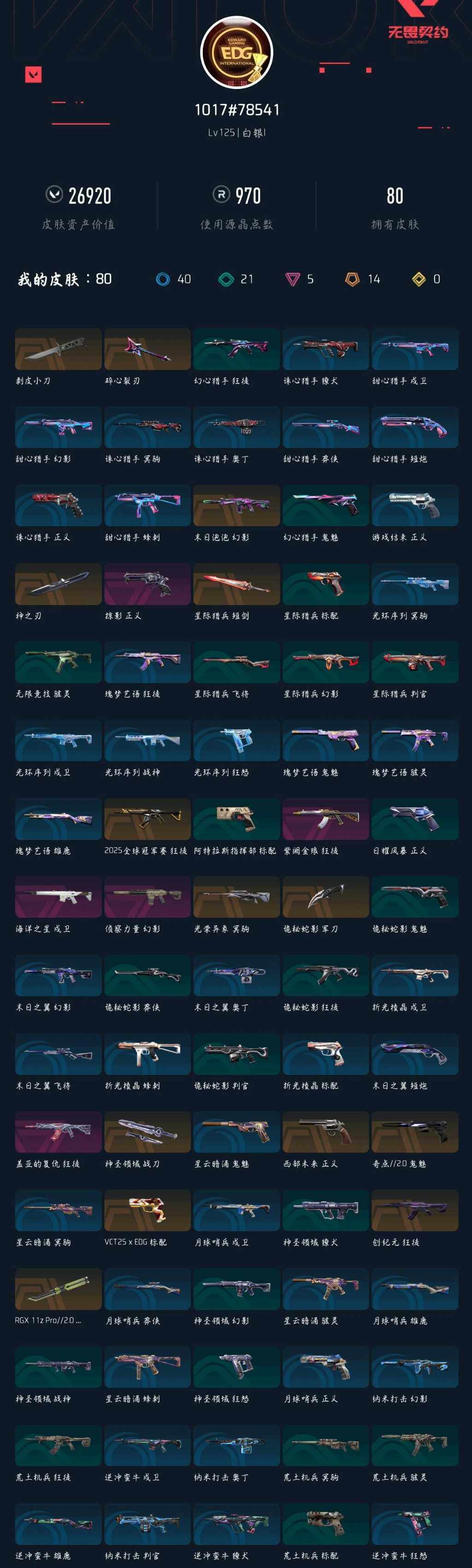 WWQXL333375无畏契约账号详情图2