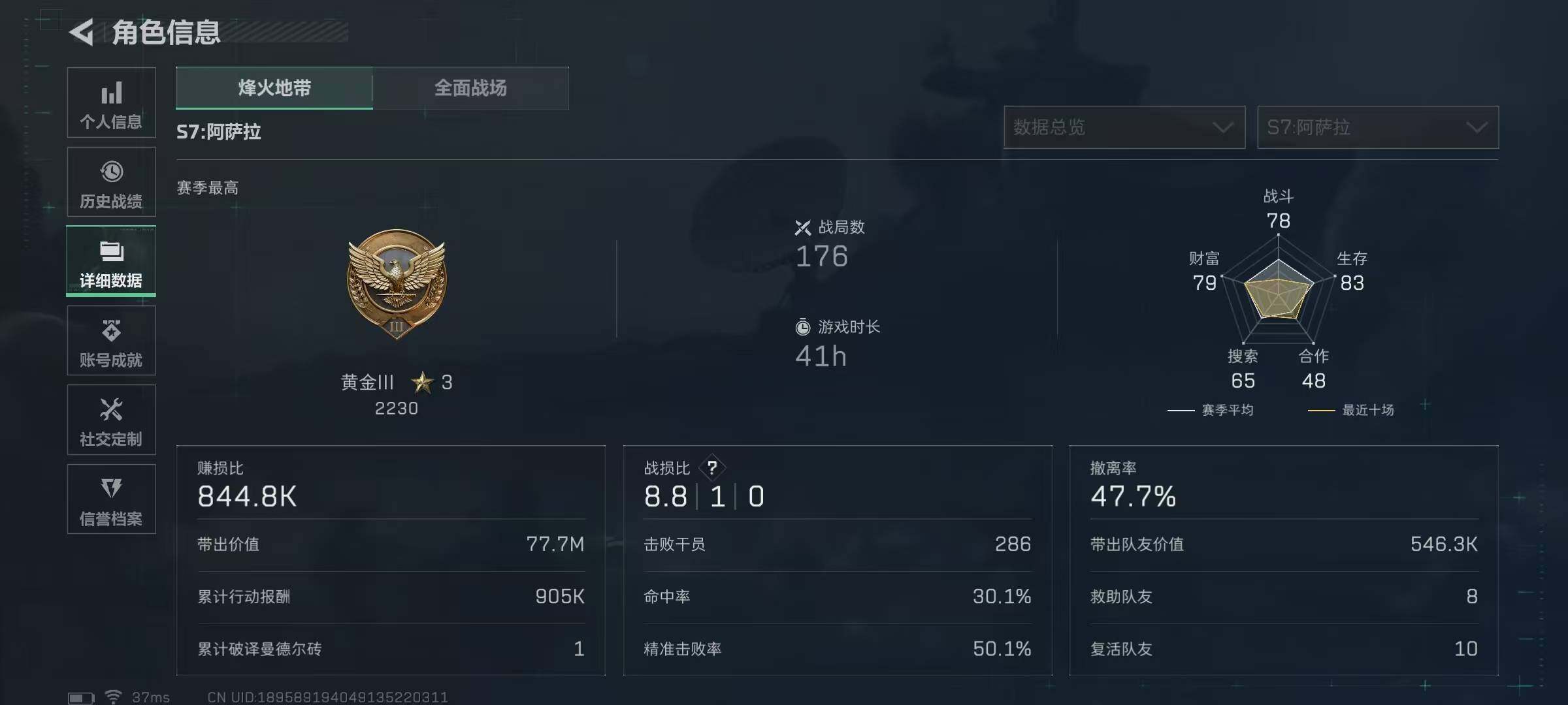 SJZQM3102943三角洲行动账号详情图4