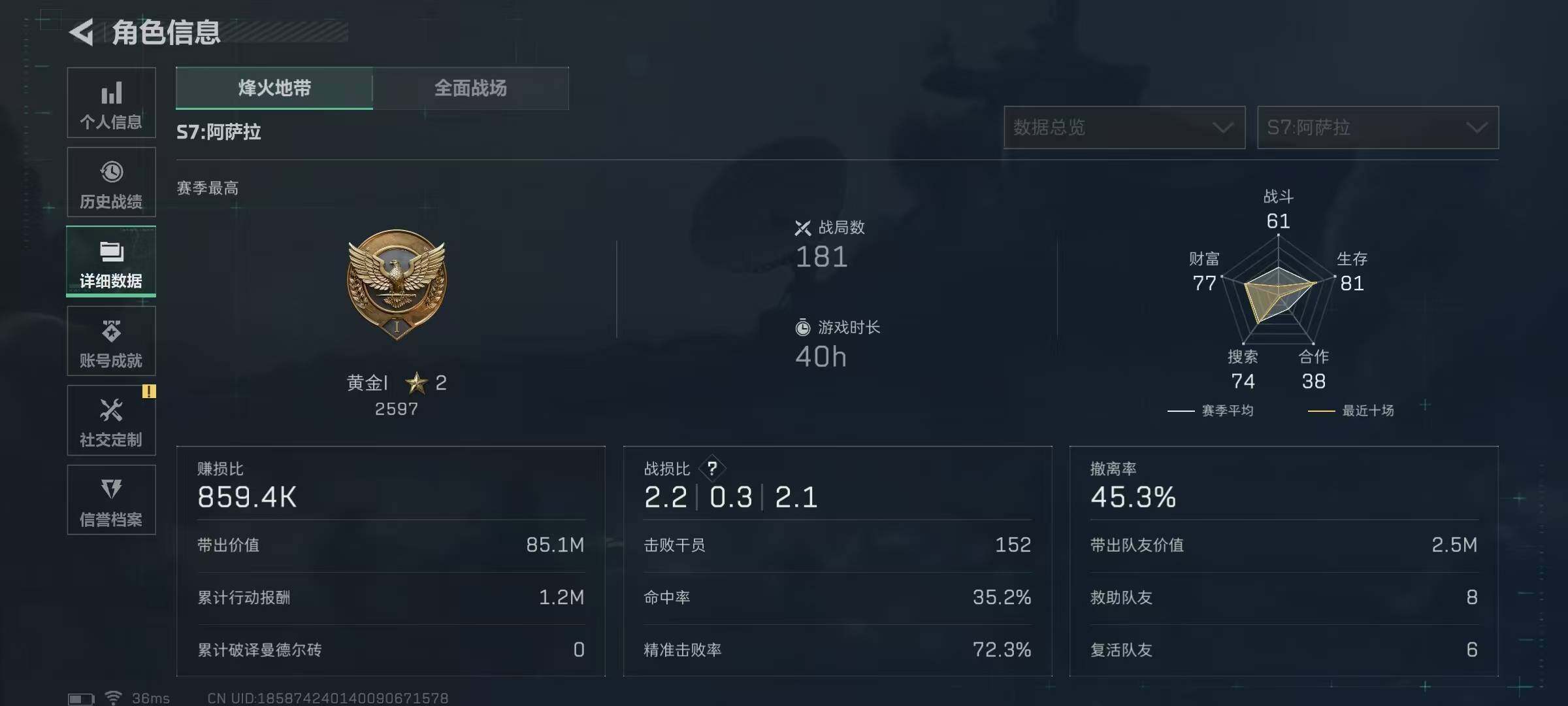 SJZQM3102944三角洲行动账号详情图5